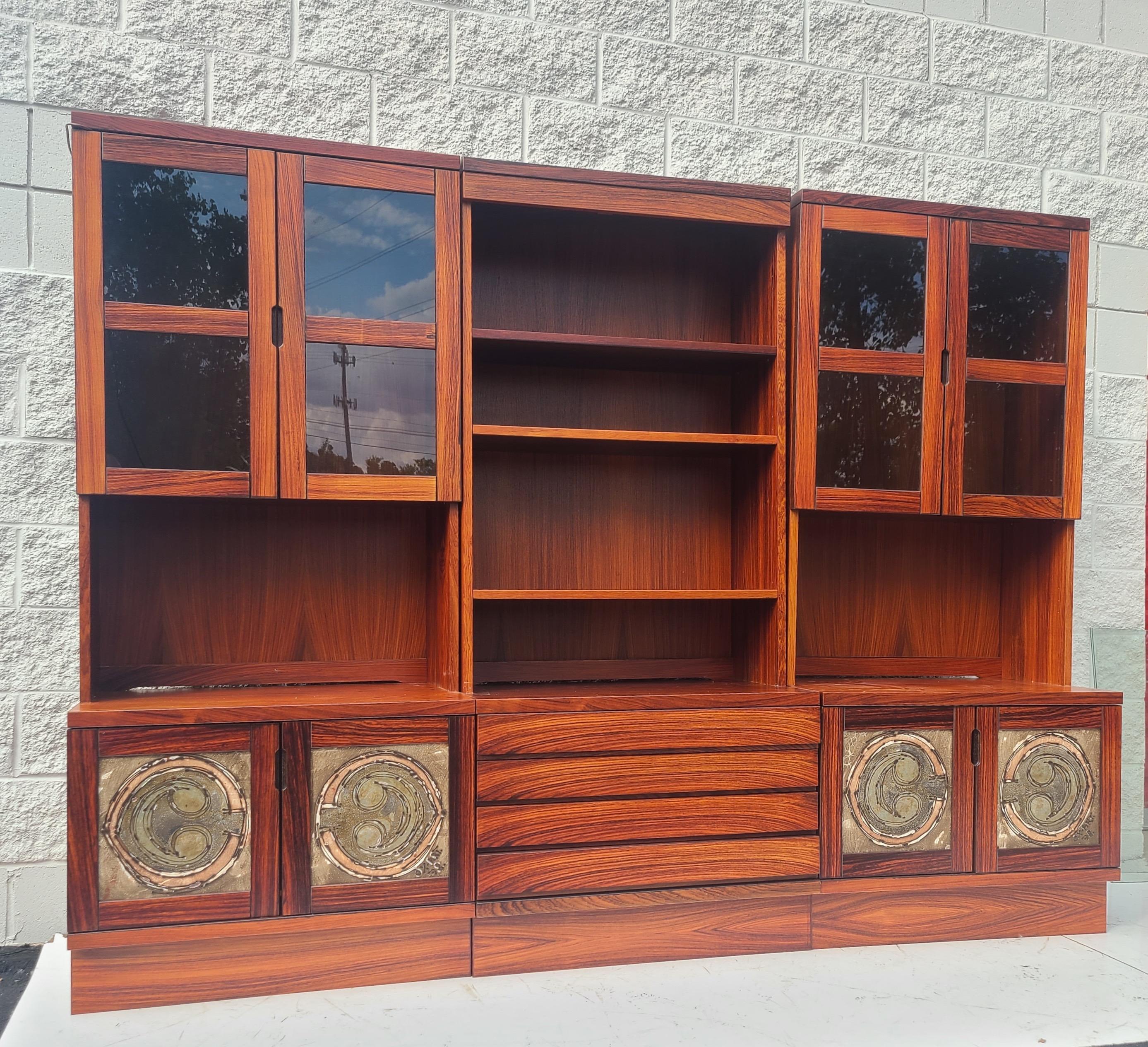 Rosewood Danish Wall Unit by Ox Art In Good Condition In Fraser, MI