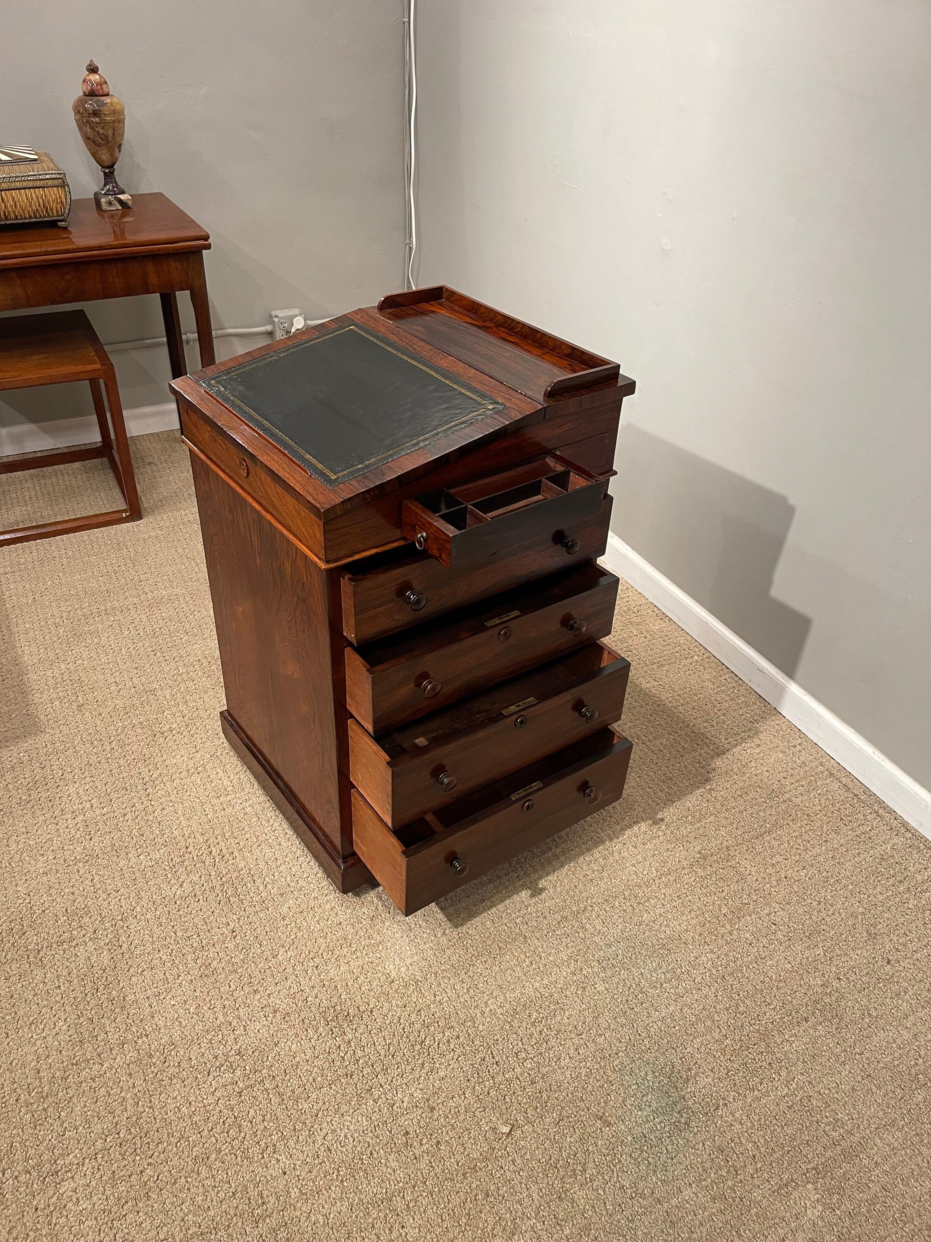 Embossed Rosewood Davenport Desk For Sale