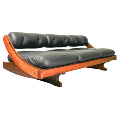 Rosewood Daybed Sofa GS 195 by Gianni Songia for Sormani in New Black Leather
