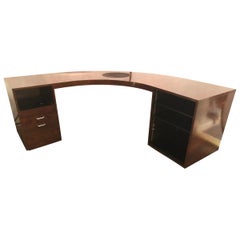 Used Rosewood Demilune Mid-Century Modern Jewelers or Large Office Desk