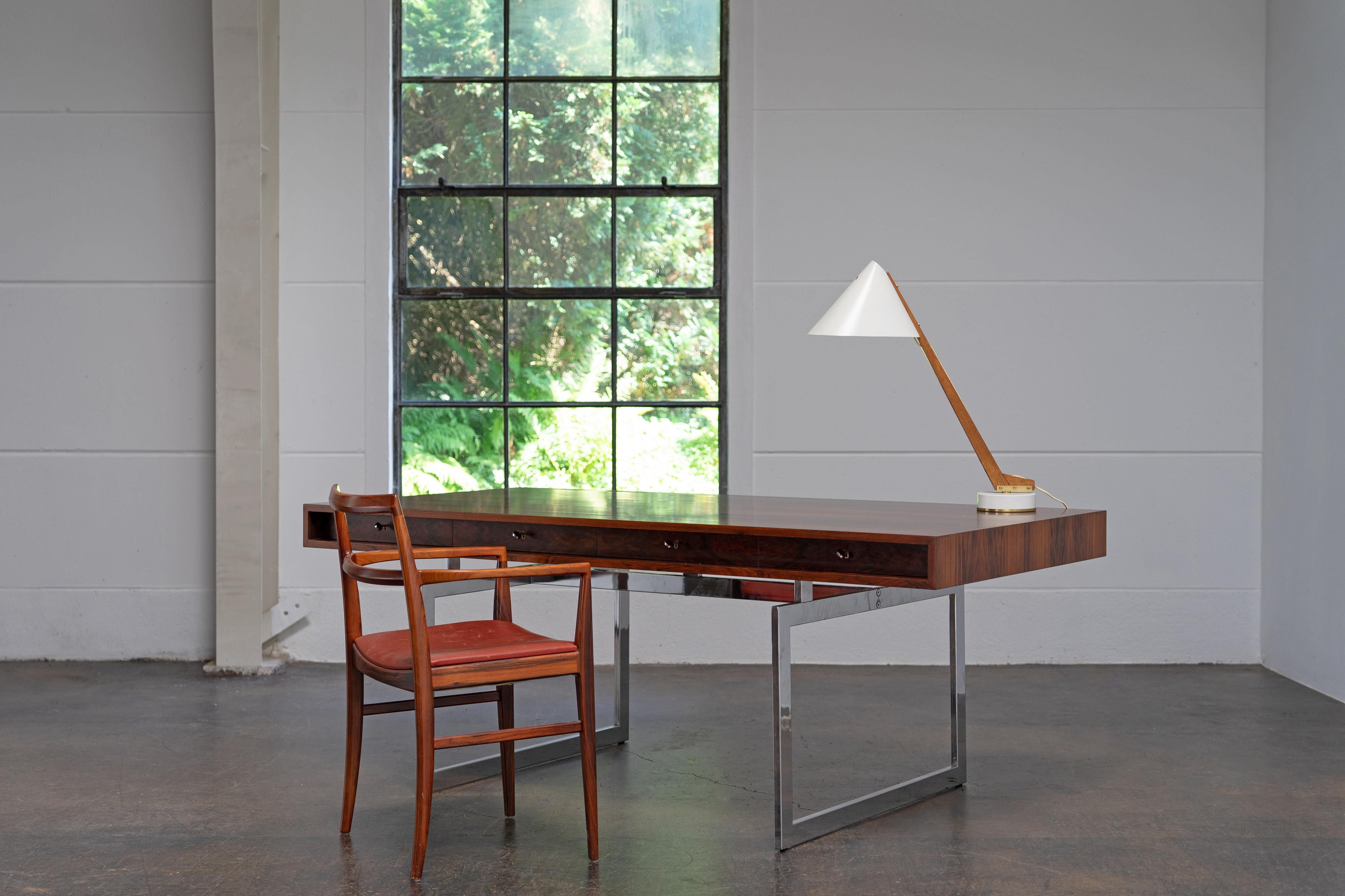 Scandinavian Modern Rosewood Desk by Bodil Kjaer for E. Pedersen & Søn, 1959