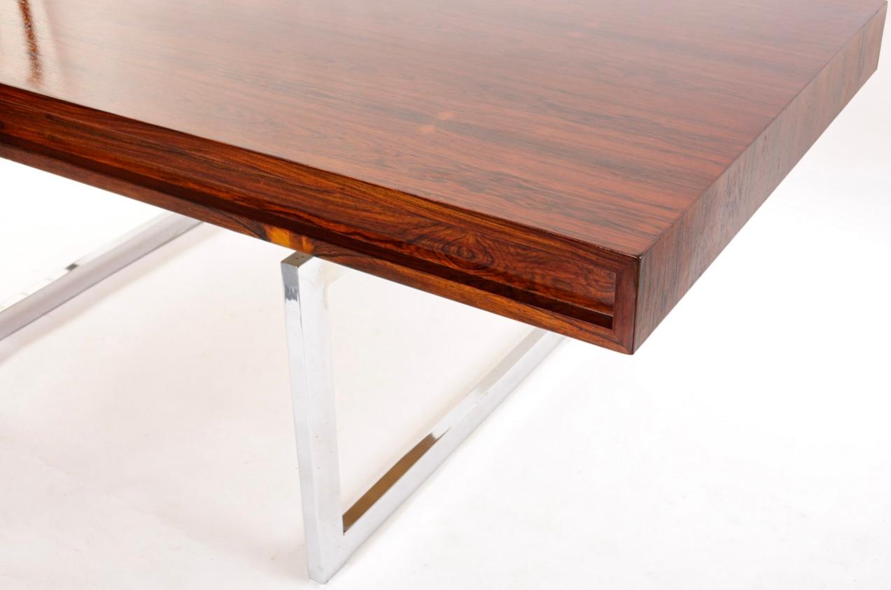 Chrome Rosewood Desk by Bodil Kjaer For Sale