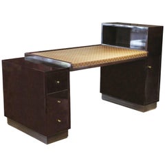 Rosewood Desk by Francisque Chaleyssin with Vintage Louis Vuitton Canvas Top