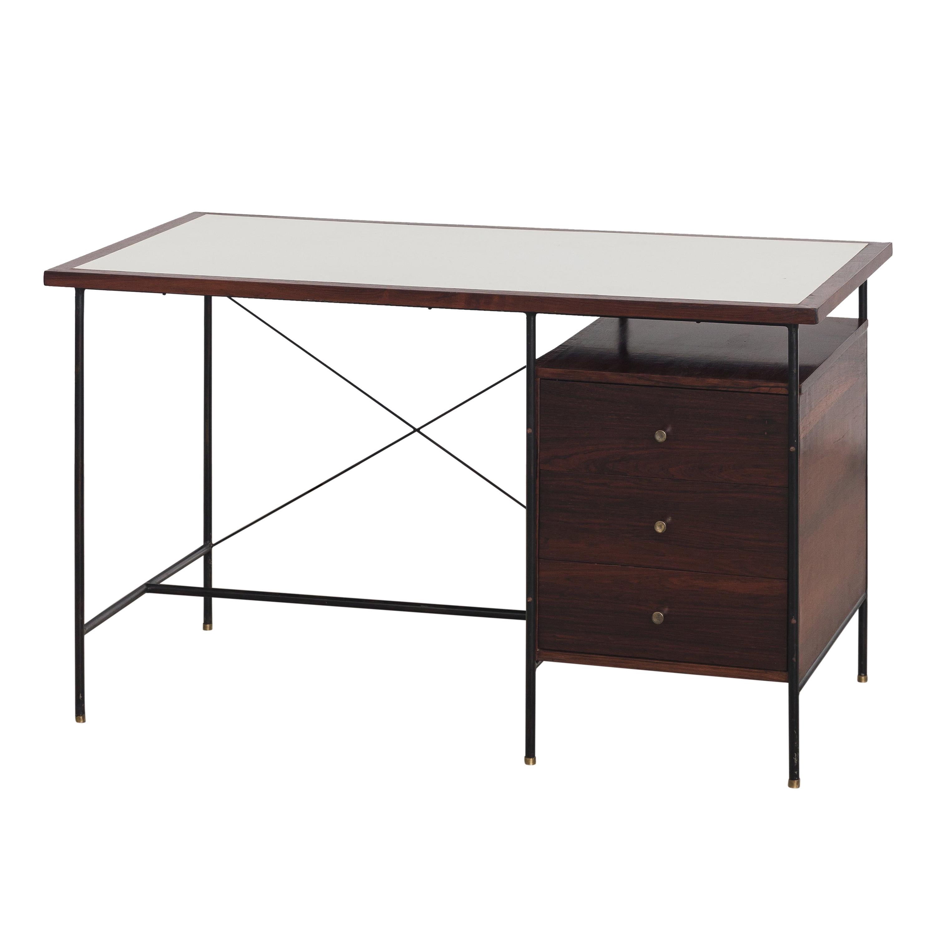 Rosewood Desk by Geraldo de Barros 1950s, Brazilian Midcentury Design For Sale