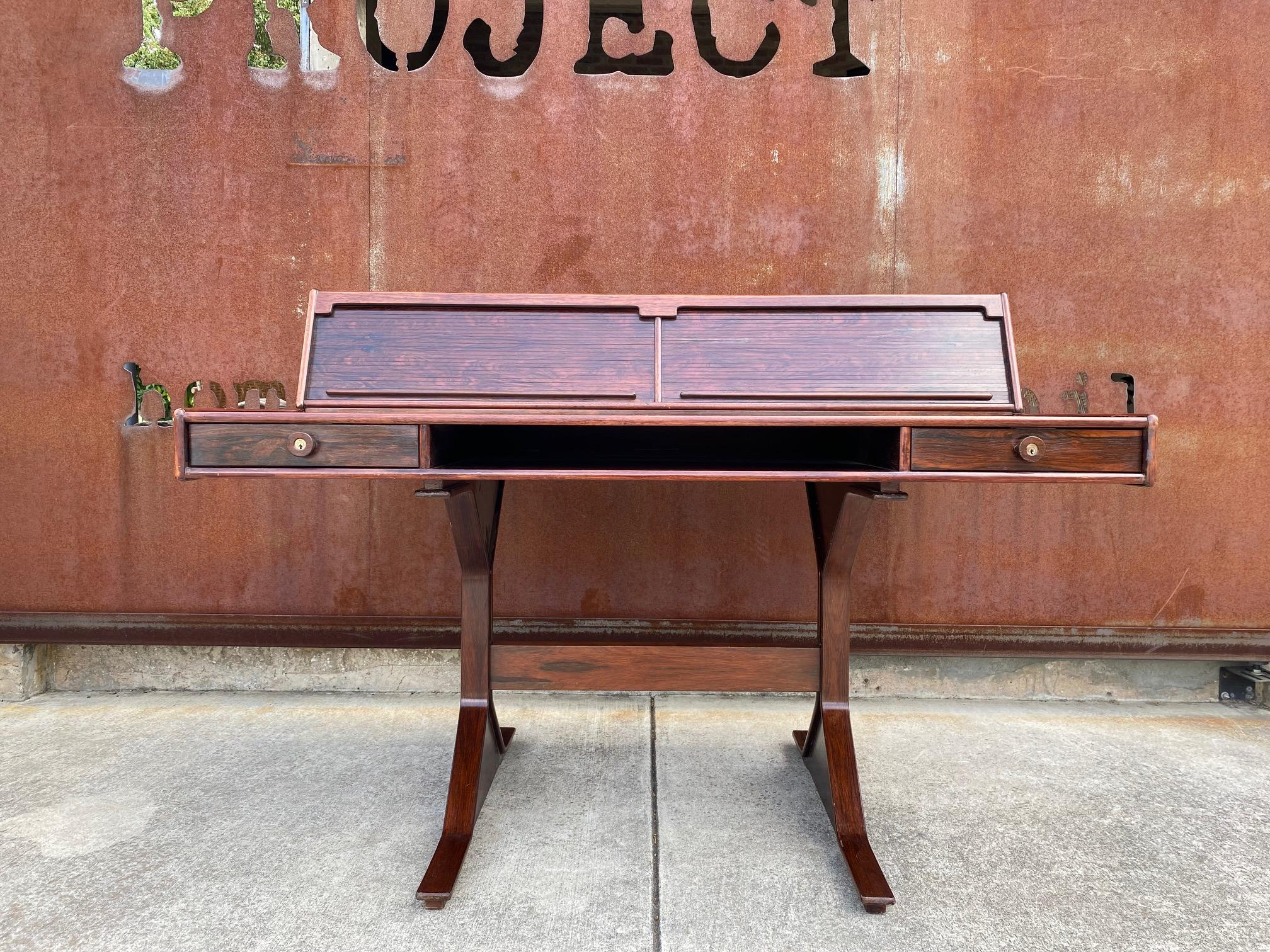 Italian Rosewood Desk by Gianfranco Frattini, Italy, 1950's For Sale