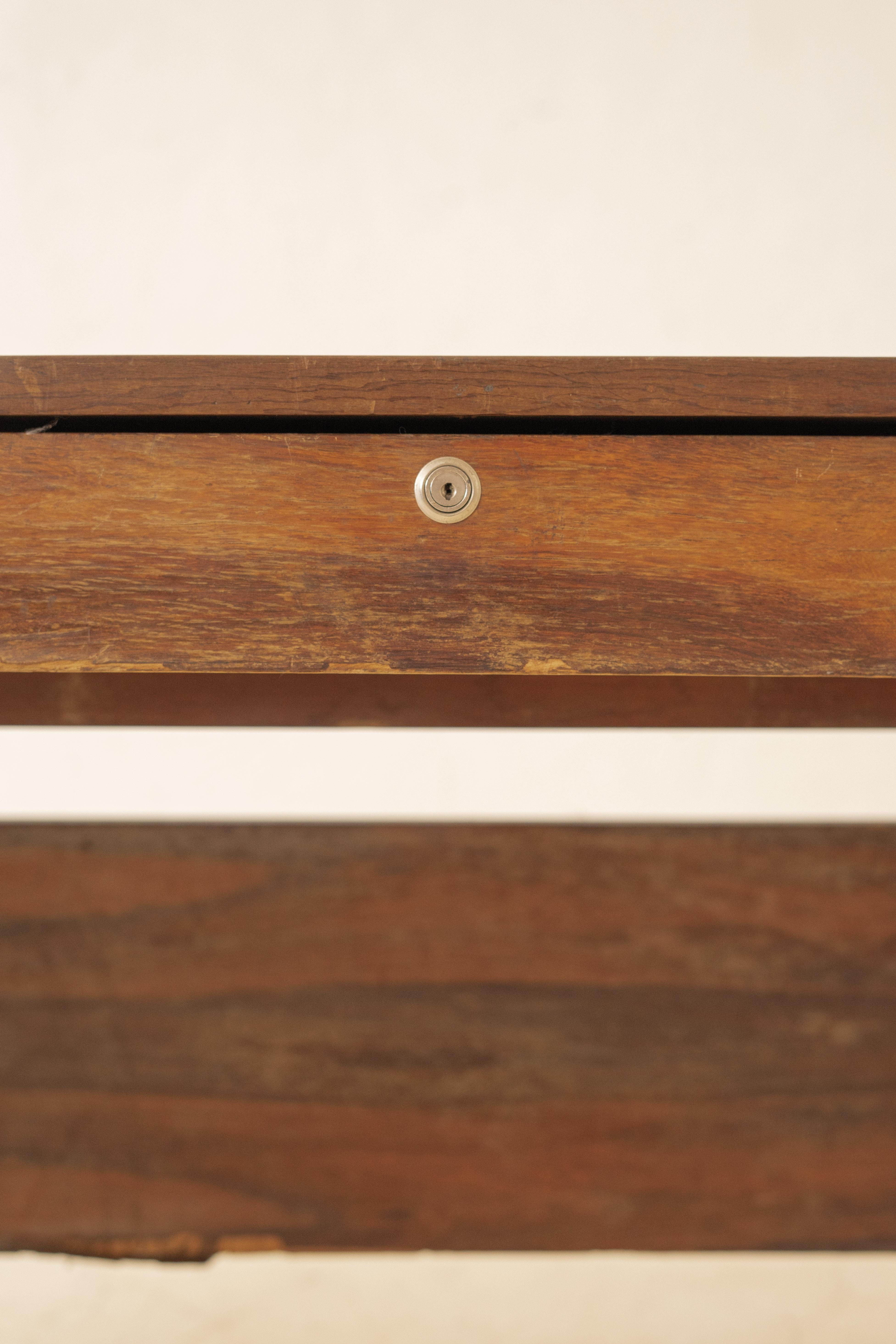 Rosewood Desk by Joaquim Tenreiro, Bloch Editors, 1960s, Brazilian Midcentury In Fair Condition In New York, NY