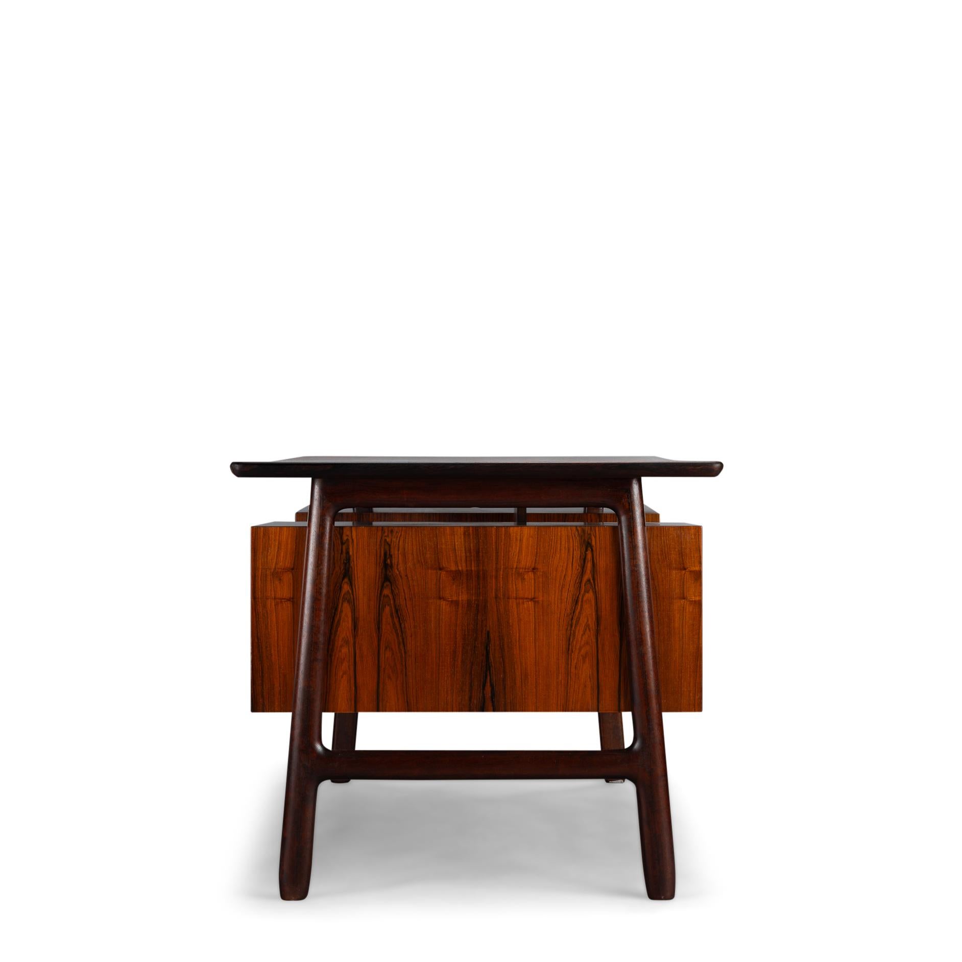 Danish Rosewood Desk Model 75 by Gunni Omann for Omann Jun Møbelfabrik, 1950s