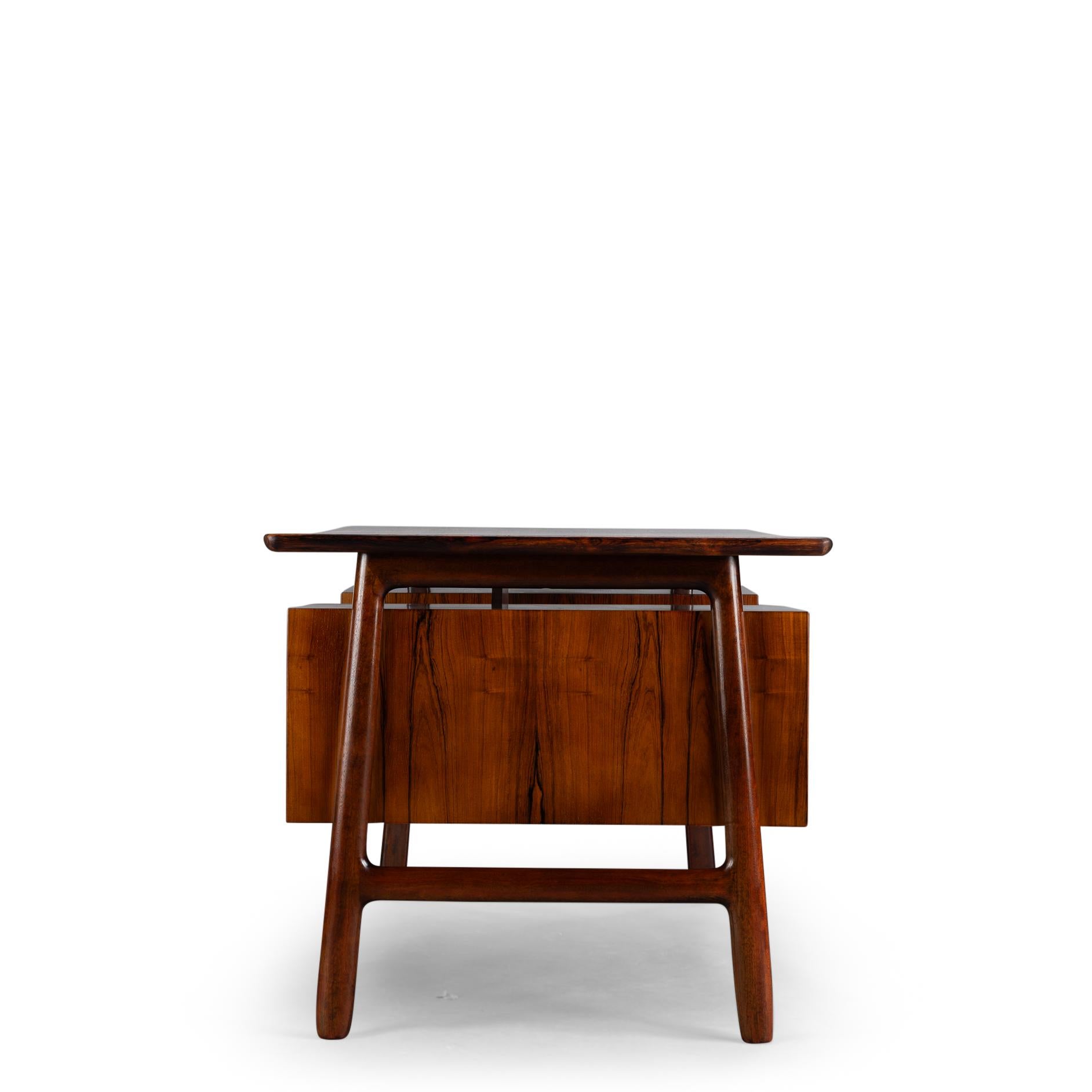 Veneer Rosewood Desk Model 75 by Gunni Omann for Omann Jun Møbelfabrik, 1950s