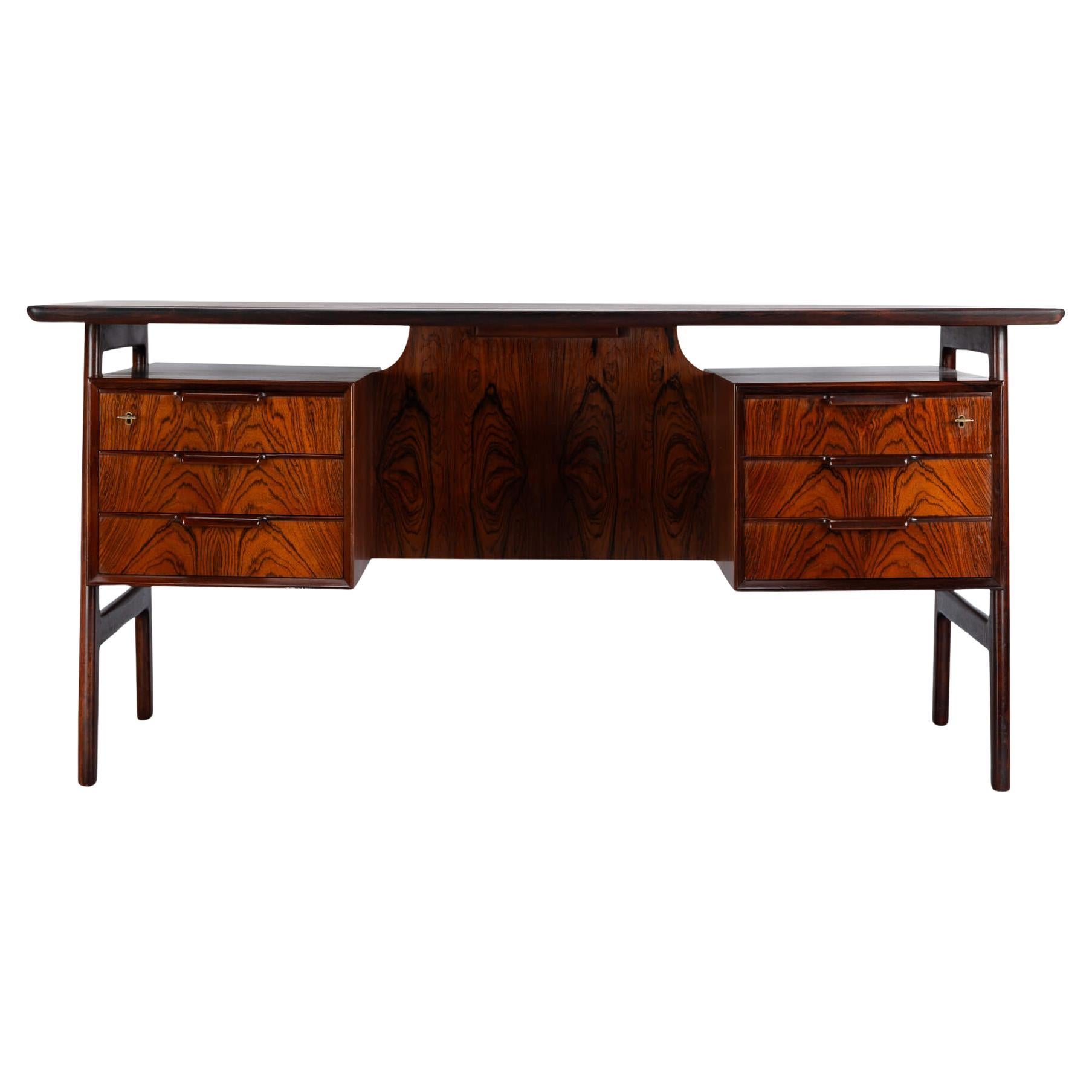 Rosewood Desk Model 75 by Gunni Omann for Omann Jun Møbelfabrik, 1950s