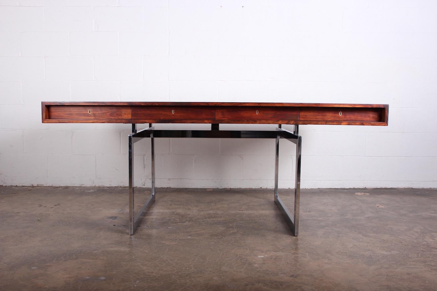 Rare desk in rosewood designed by Bodil Kjaer for E. Pedersen & Søn, 1959.