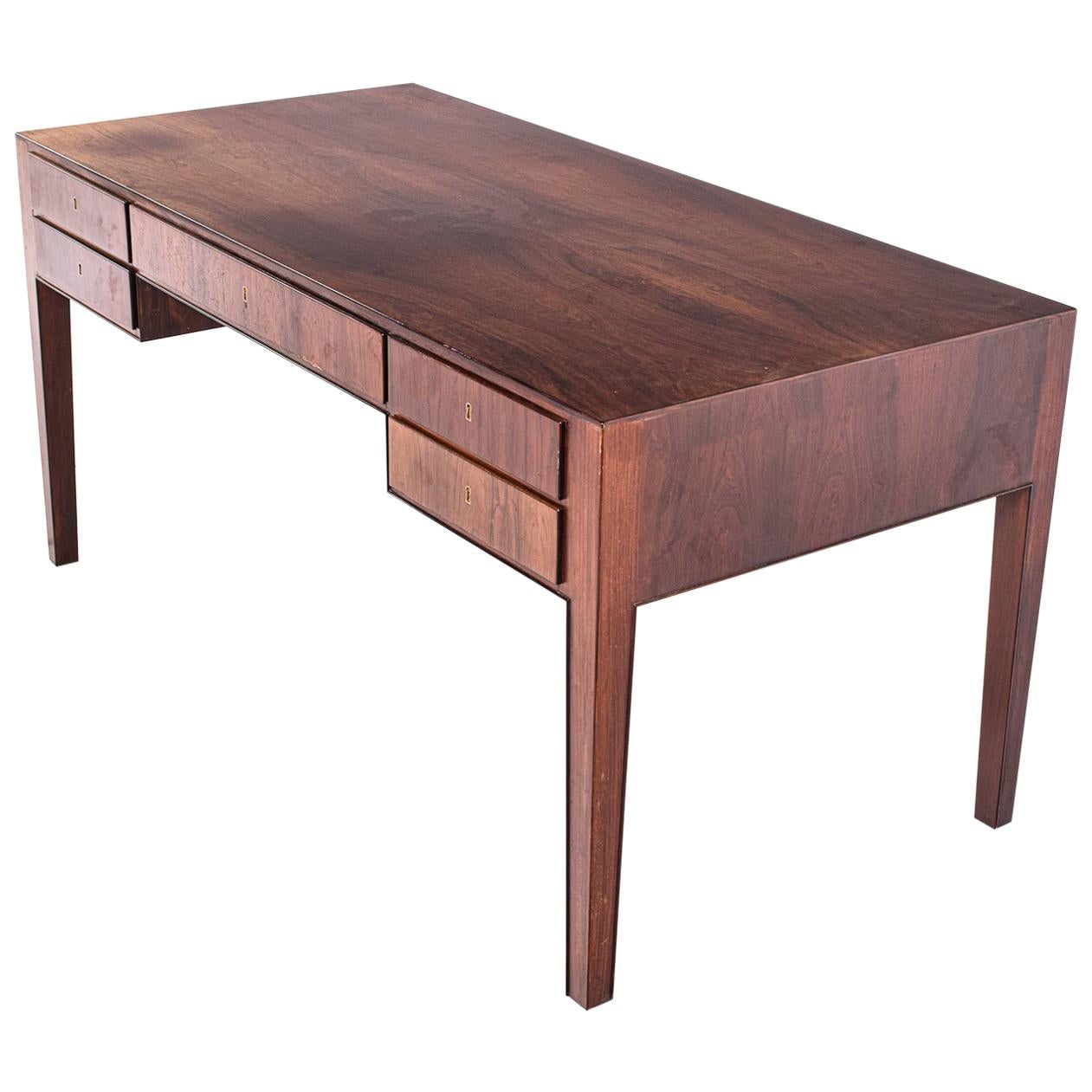 Rosewood Desk, Ole Wanscher by A. J. Iversen, 1950 and Chair