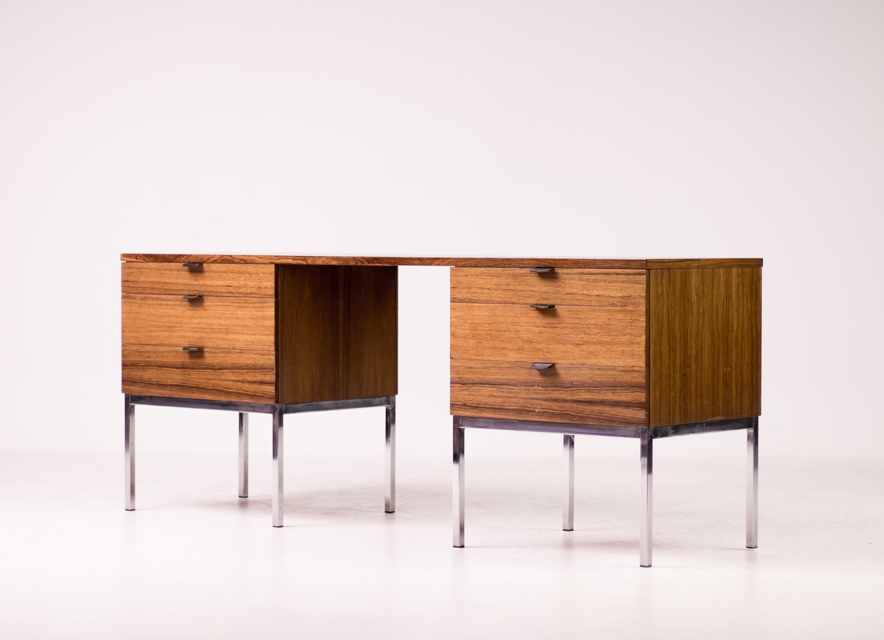 Leather Rosewood Desk / Vanity by Florence Knoll for Knoll International