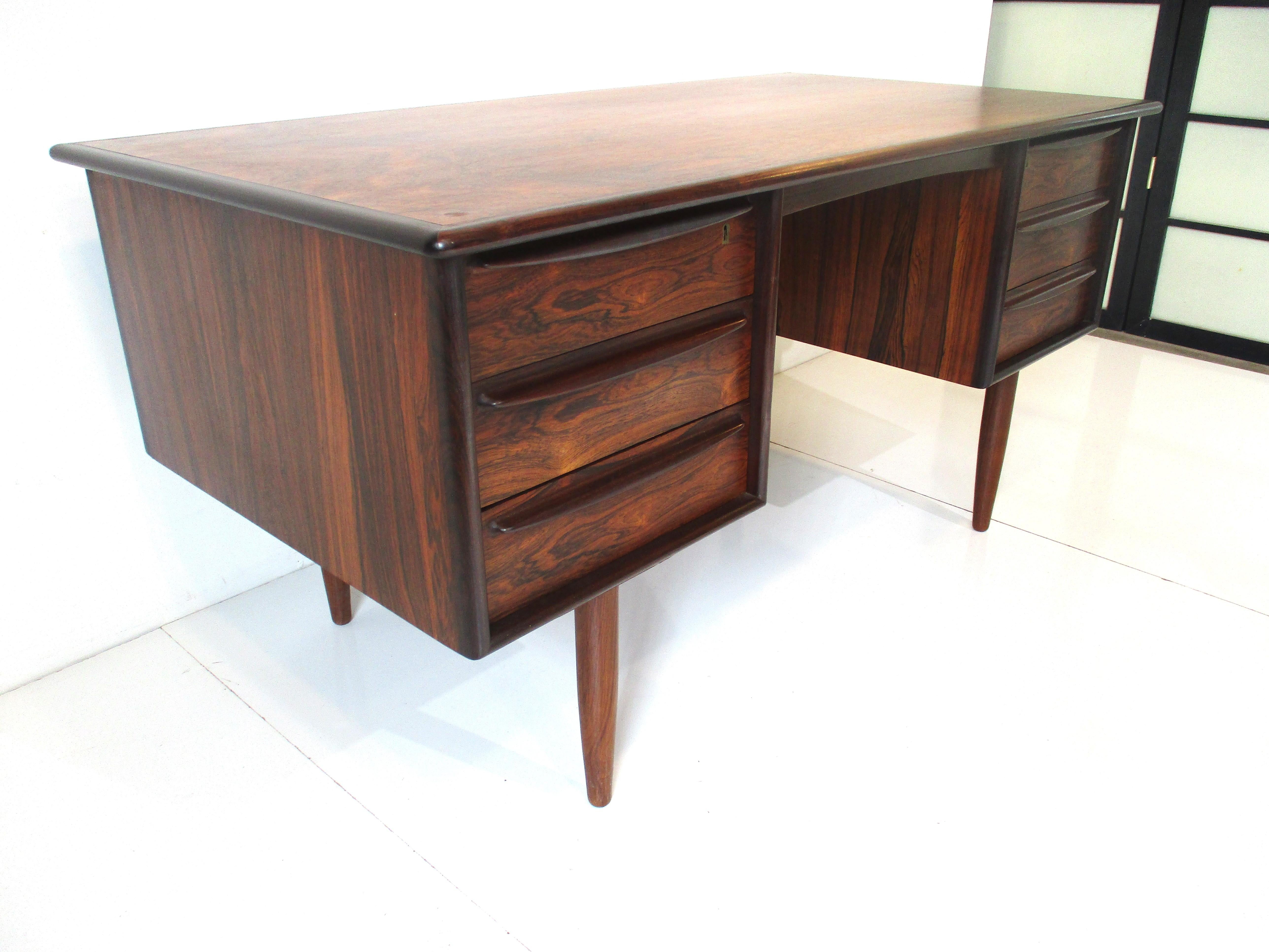 Mid-Century Modern Rosewood Desk W/ Bookcase Back by Svend A. Madsen for Falster Denmark