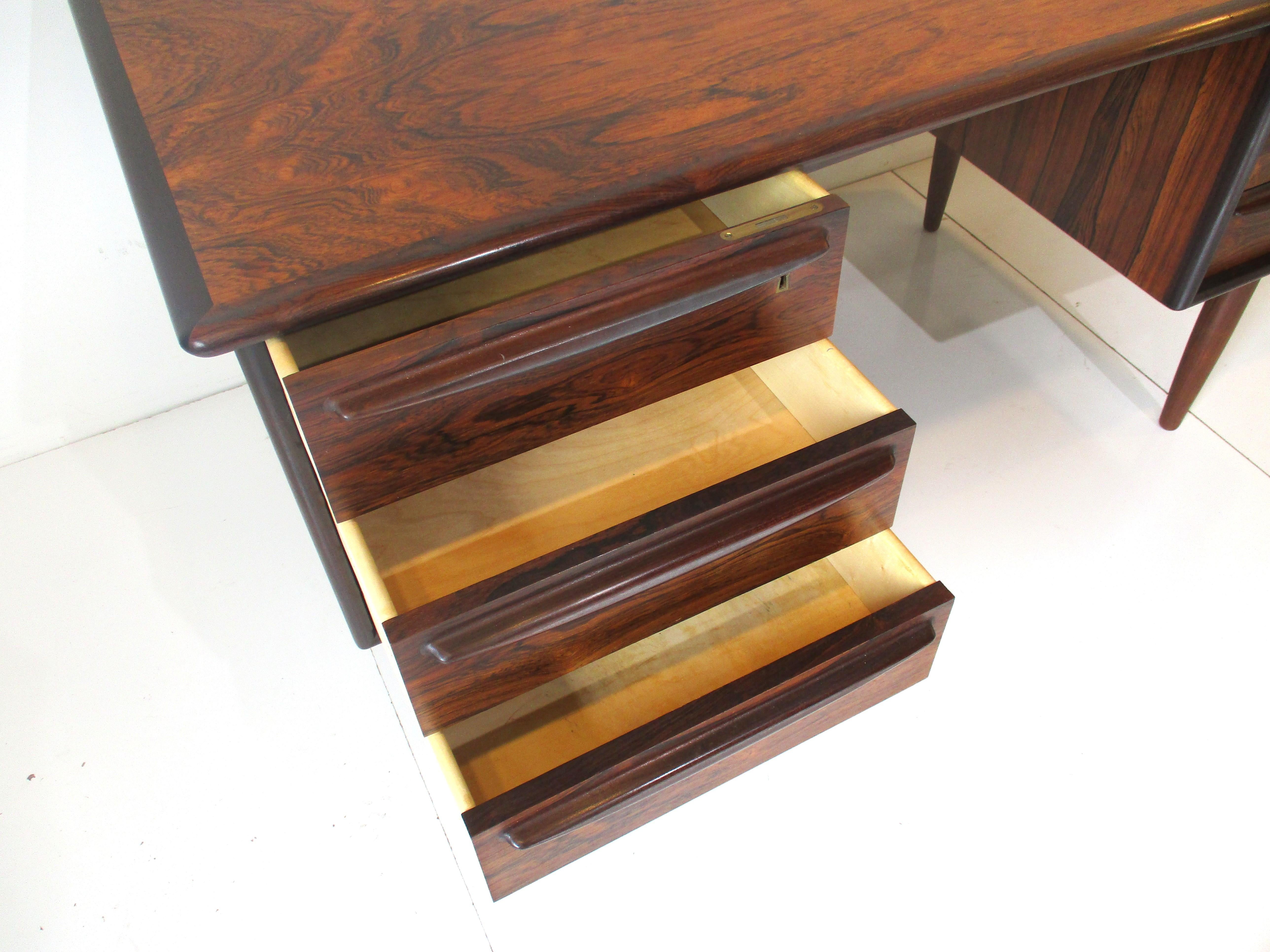 Rosewood Desk W/ Bookcase Back by Svend A. Madsen for Falster Denmark In Good Condition In Cincinnati, OH