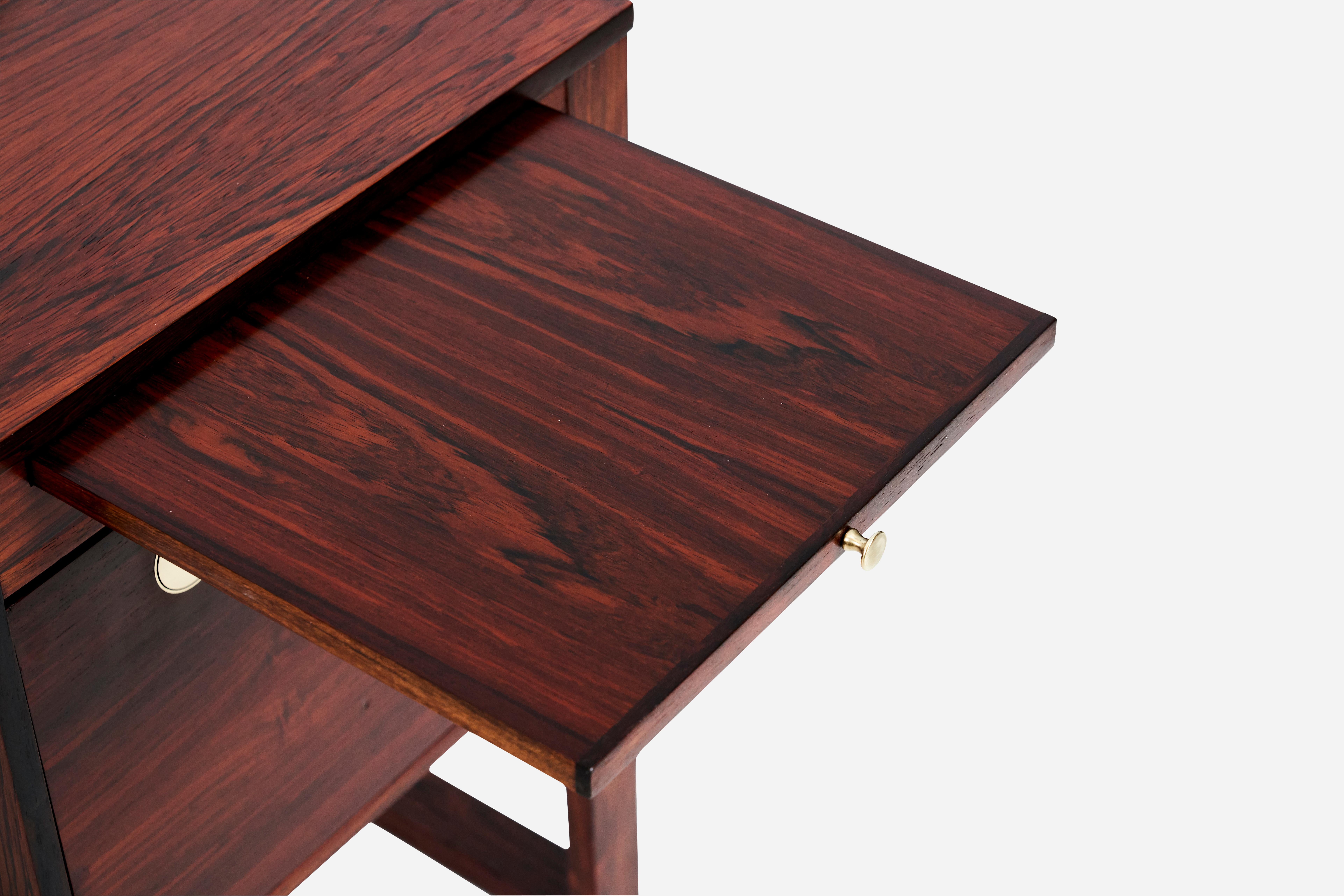 Mid-20th Century Rosewood Desk with Brass Pulls, Denmark, 1960s