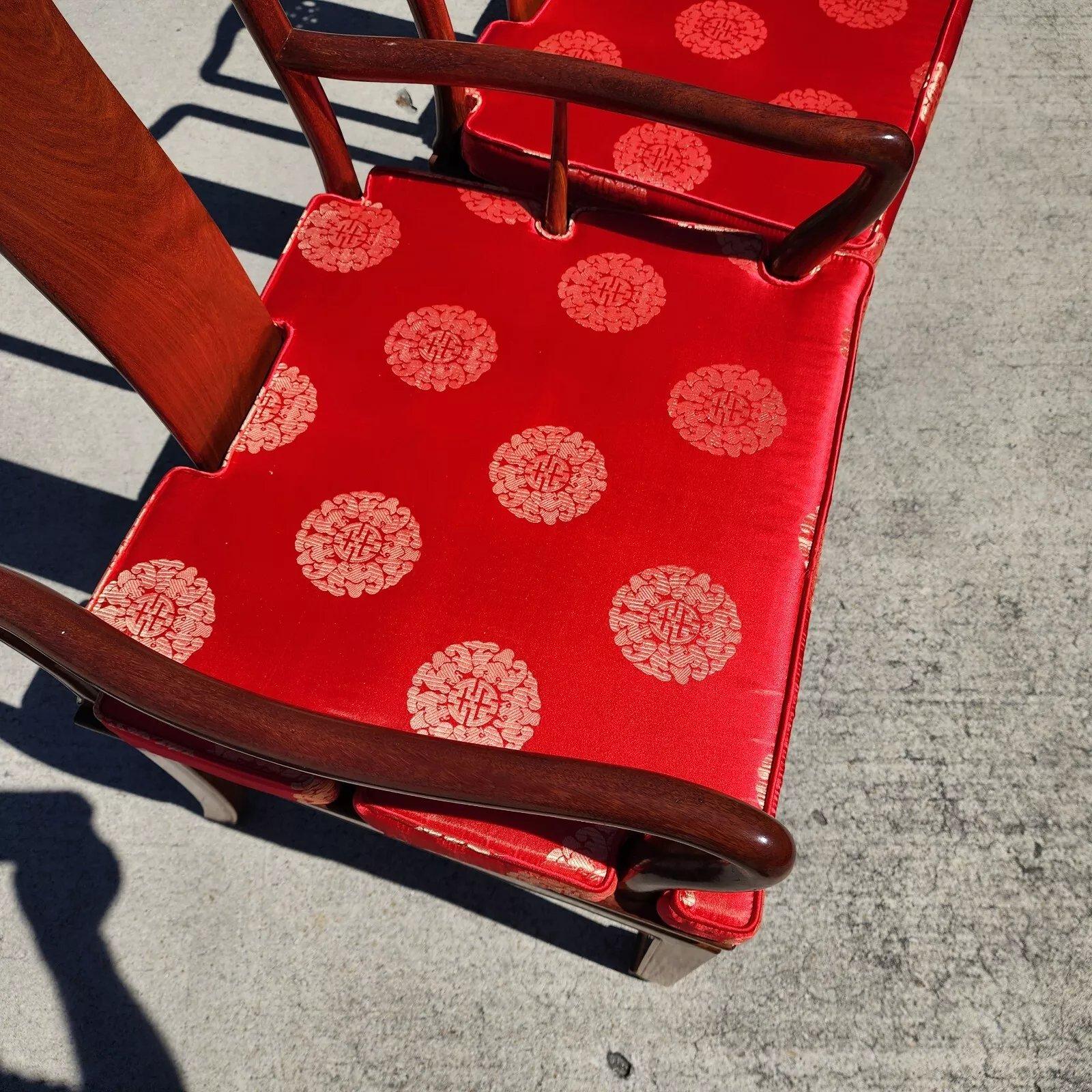 Rosewood Dining Chairs 1960s Asian Ming Chinoiserie For Sale 5