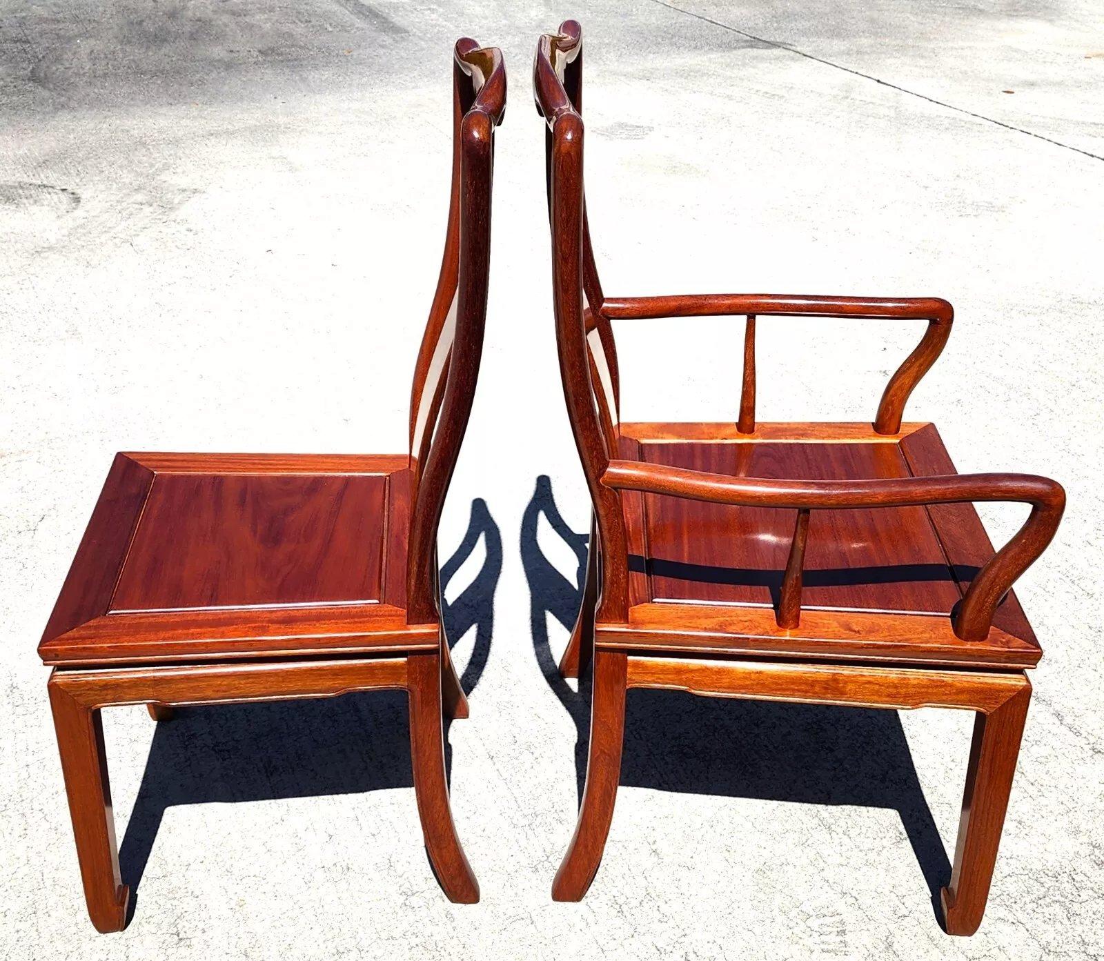 Rosewood Dining Chairs 1960s Asian Ming Chinoiserie In Good Condition For Sale In Lake Worth, FL