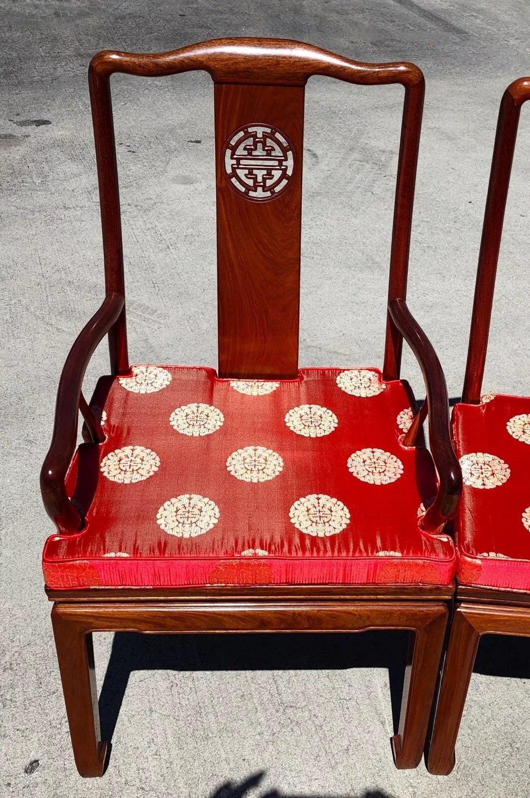 Rosewood Dining Chairs 1960s Asian Ming Chinoiserie For Sale 1