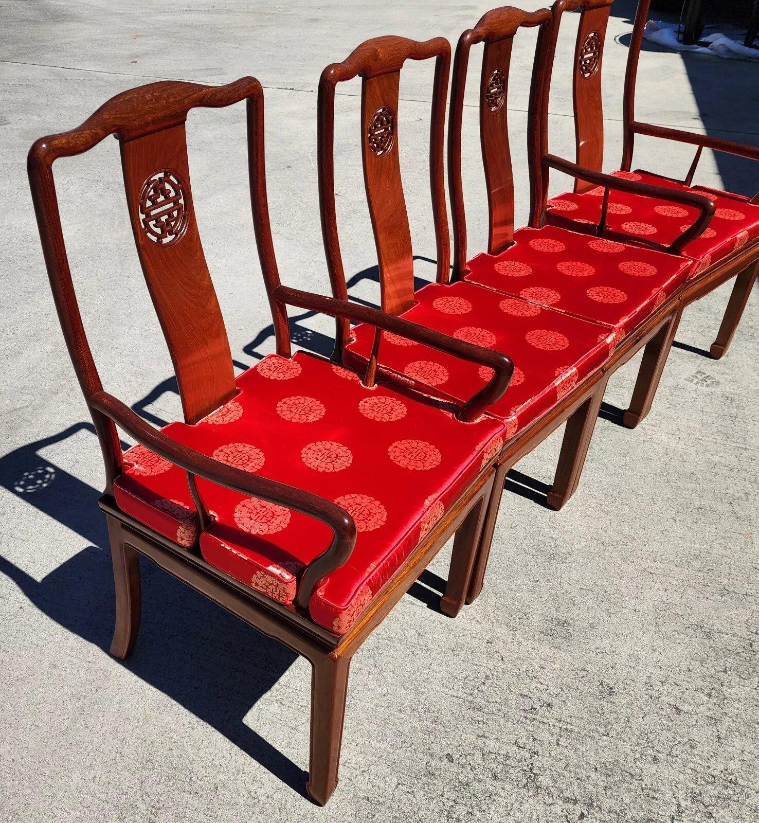 Rosewood Dining Chairs 1960s Asian Ming Chinoiserie For Sale 2