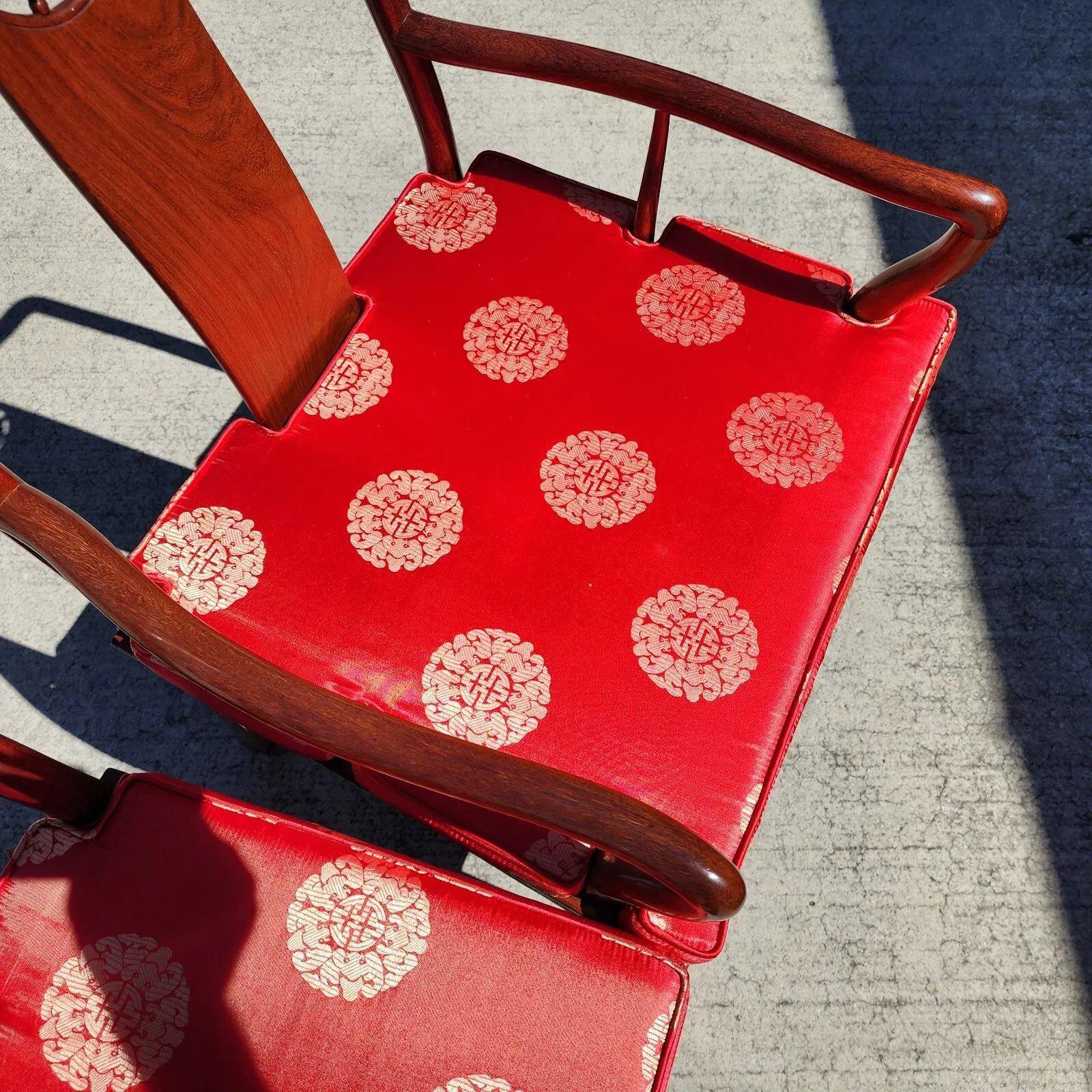 Rosewood Dining Chairs 1960s Asian Ming Chinoiserie For Sale 3