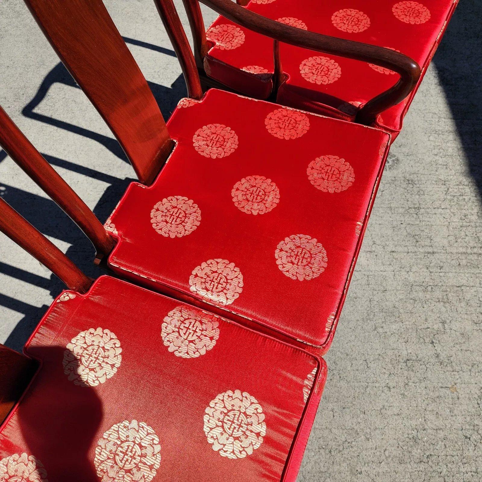 Rosewood Dining Chairs 1960s Asian Ming Chinoiserie For Sale 4