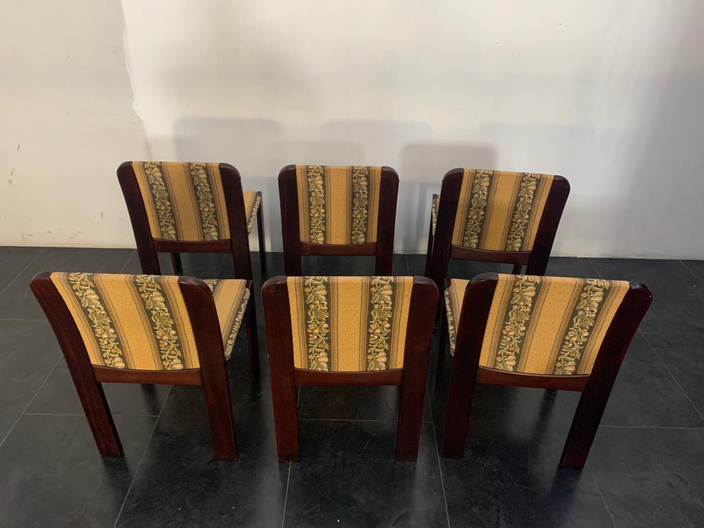 Italian Rosewood Dining Chairs, 1970s, Set of 6 For Sale
