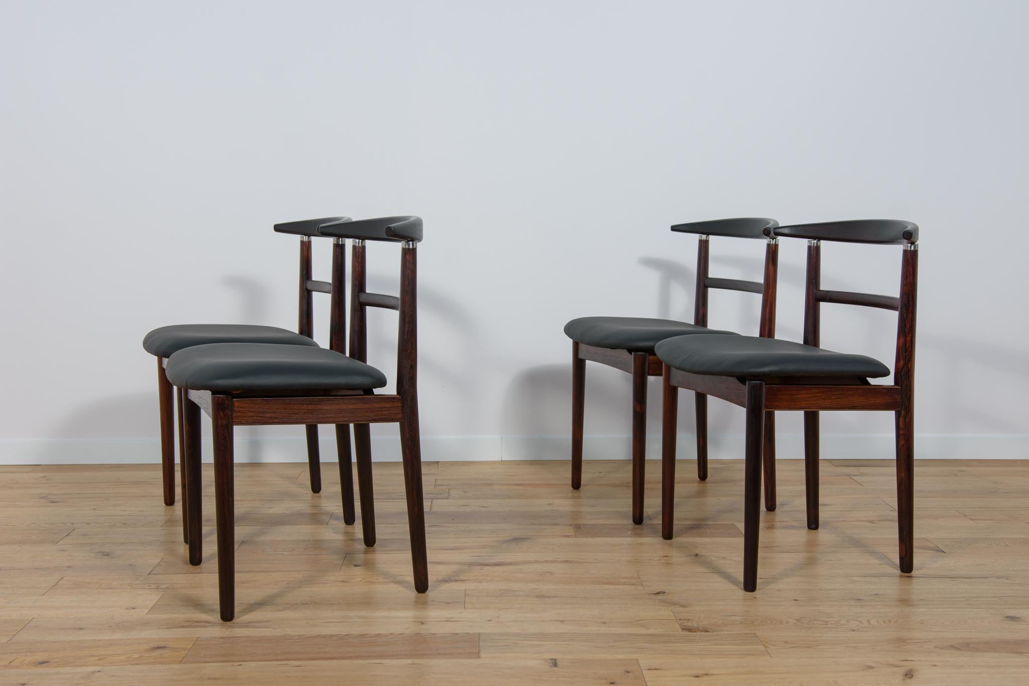 Woodwork Rosewood Dining Chairs by Helge Sibast & Børge Rammerskov, Denmark, 1960s. For Sale