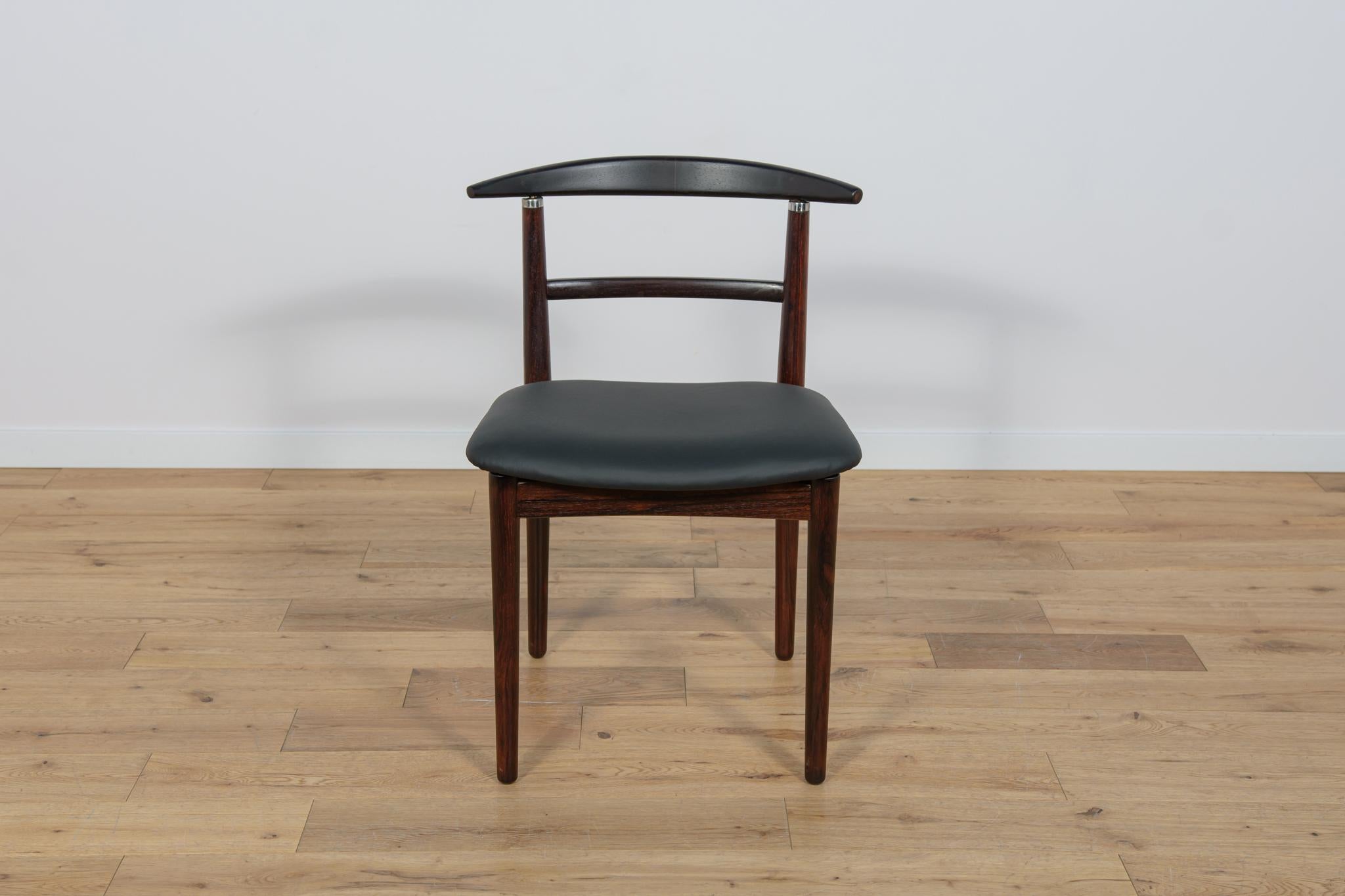 Leather Rosewood Dining Chairs by Helge Sibast & Børge Rammerskov, Denmark, 1960s. For Sale