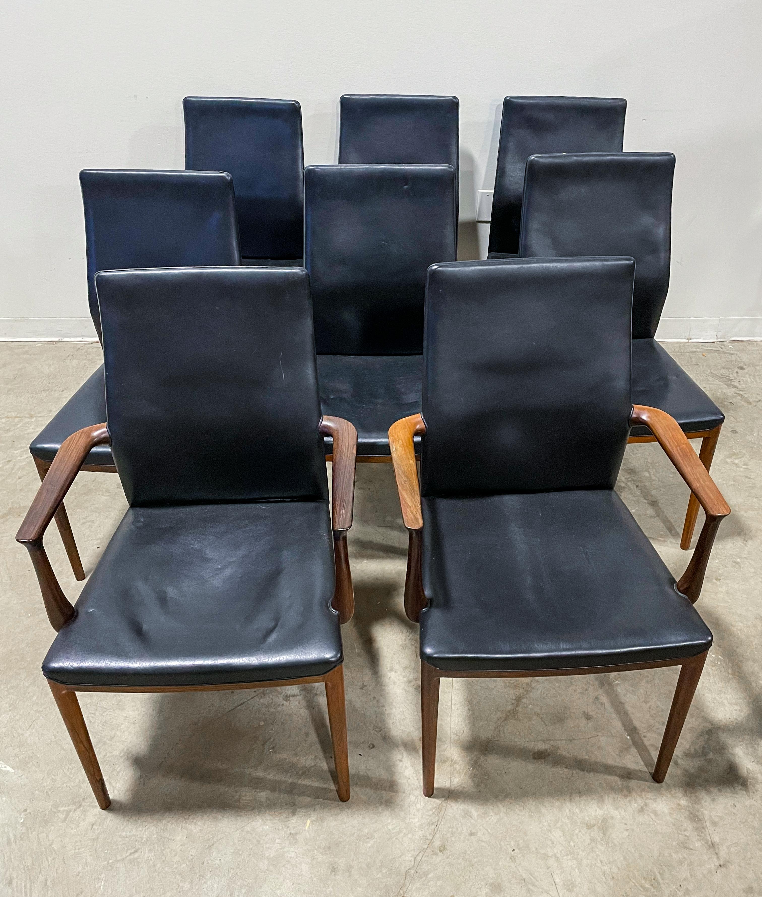 Mid-Century Modern Chaises de salle à manger en bois de rose par Helge Vestergaard Jensen, lot de 8 en vente
