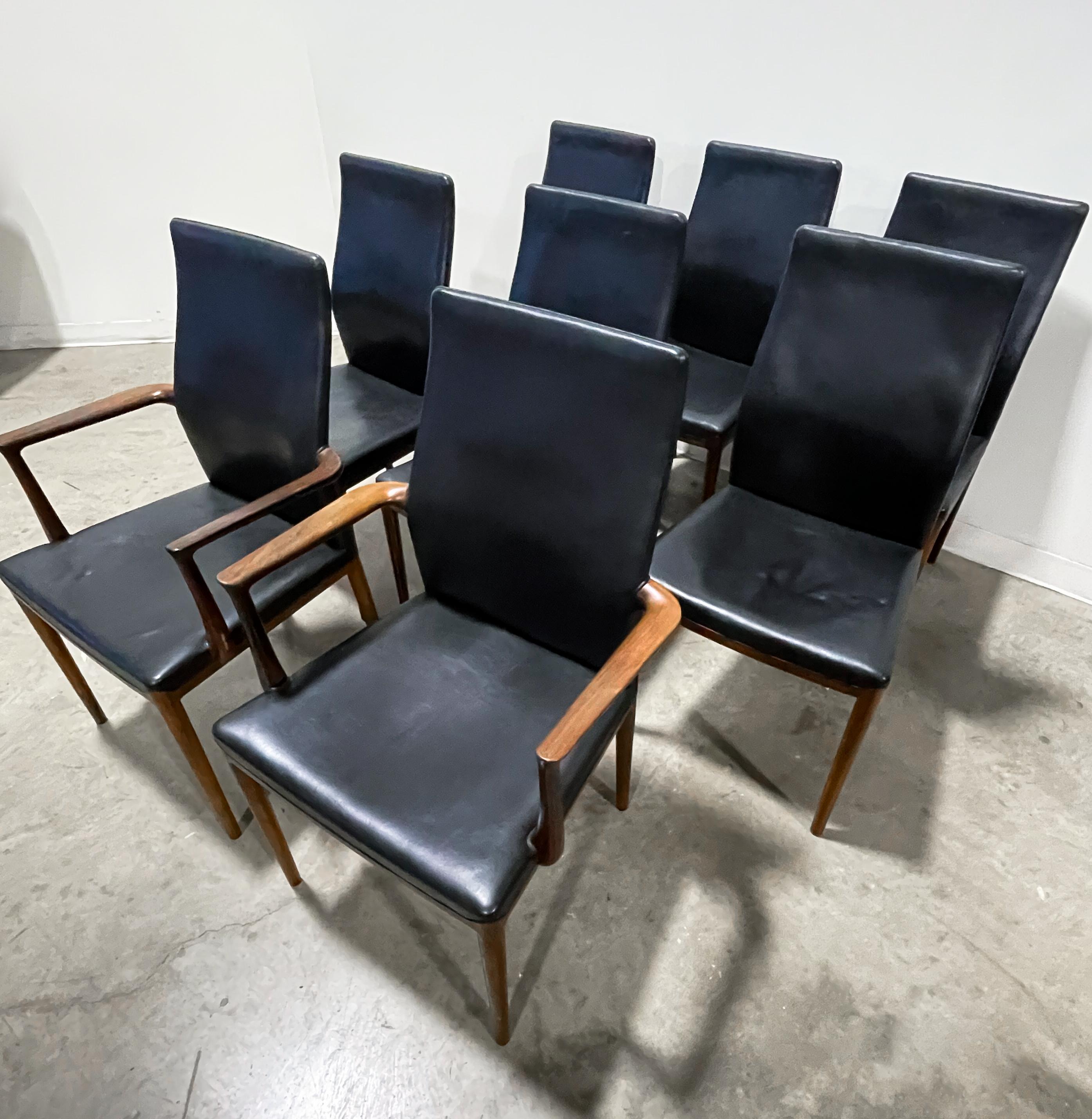 Rosewood Dining Chairs by Helge Vestergaard Jensen Set of 8 In Good Condition For Sale In Kalamazoo, MI
