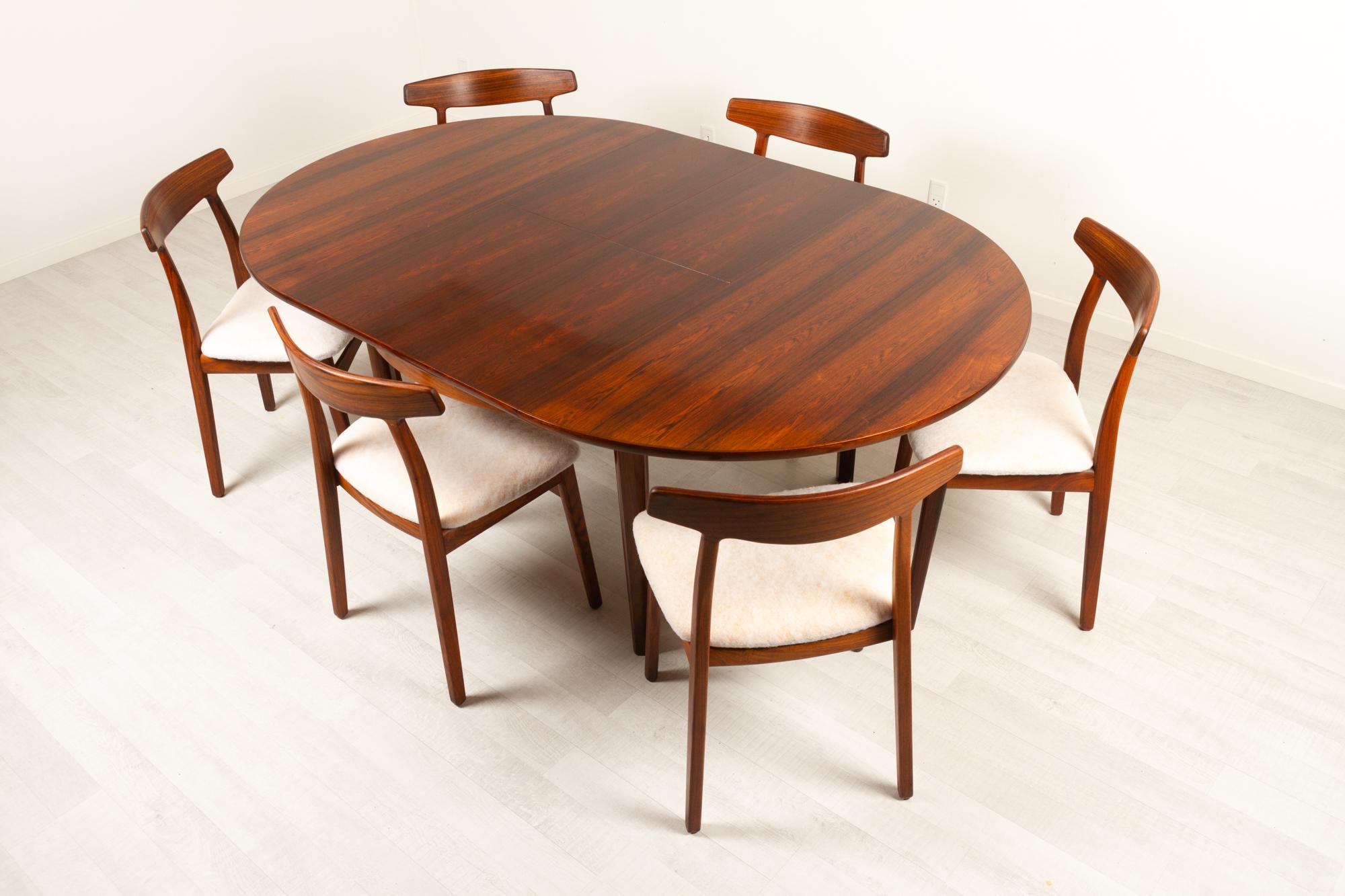 Rosewood Dining Chairs by Henning Kjærnulf for Bruno Hansen, 1960s, Set of 6 14