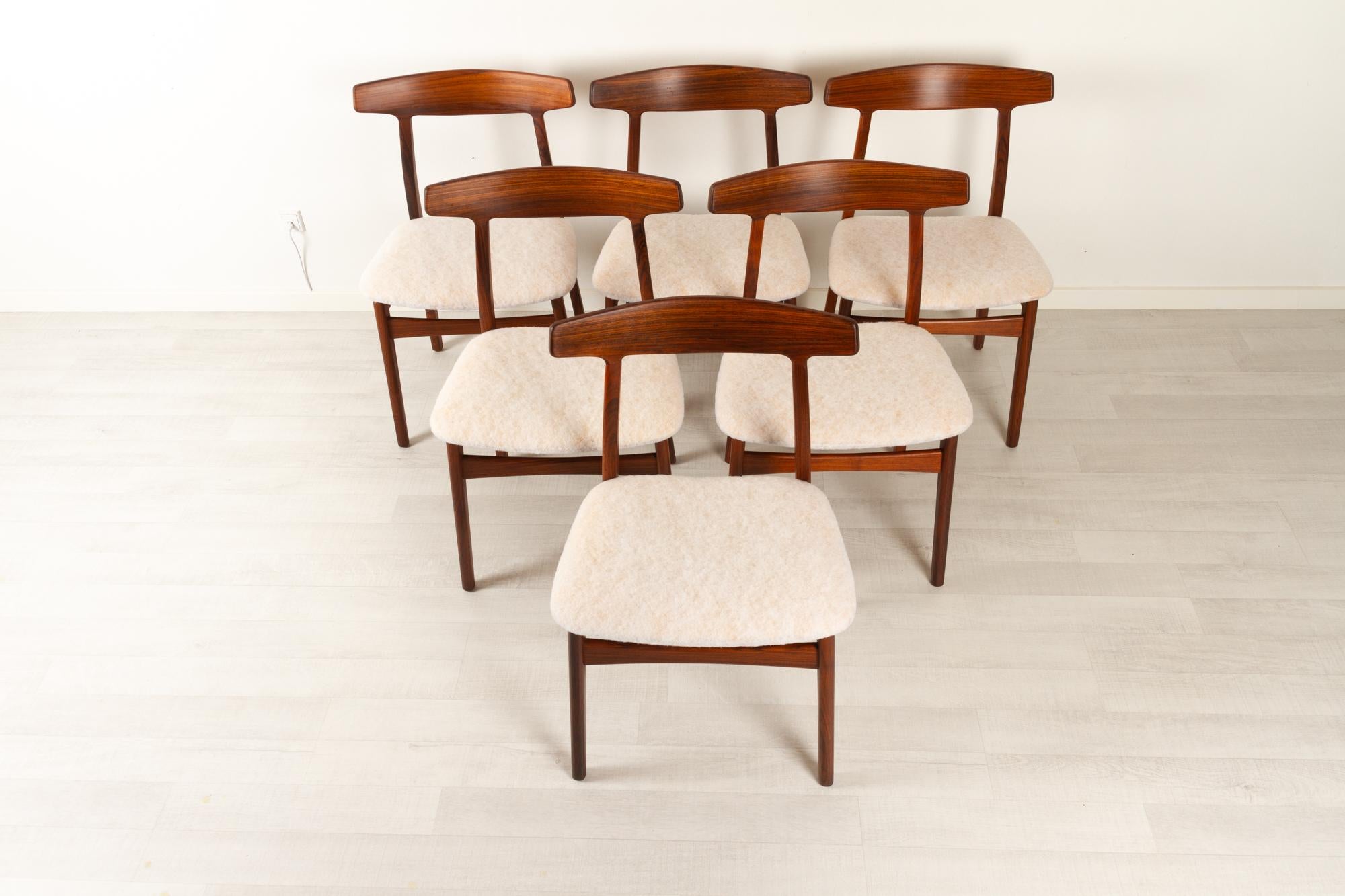 Mid-Century Modern Rosewood Dining Chairs by Henning Kjærnulf for Bruno Hansen, 1960s, Set of 6