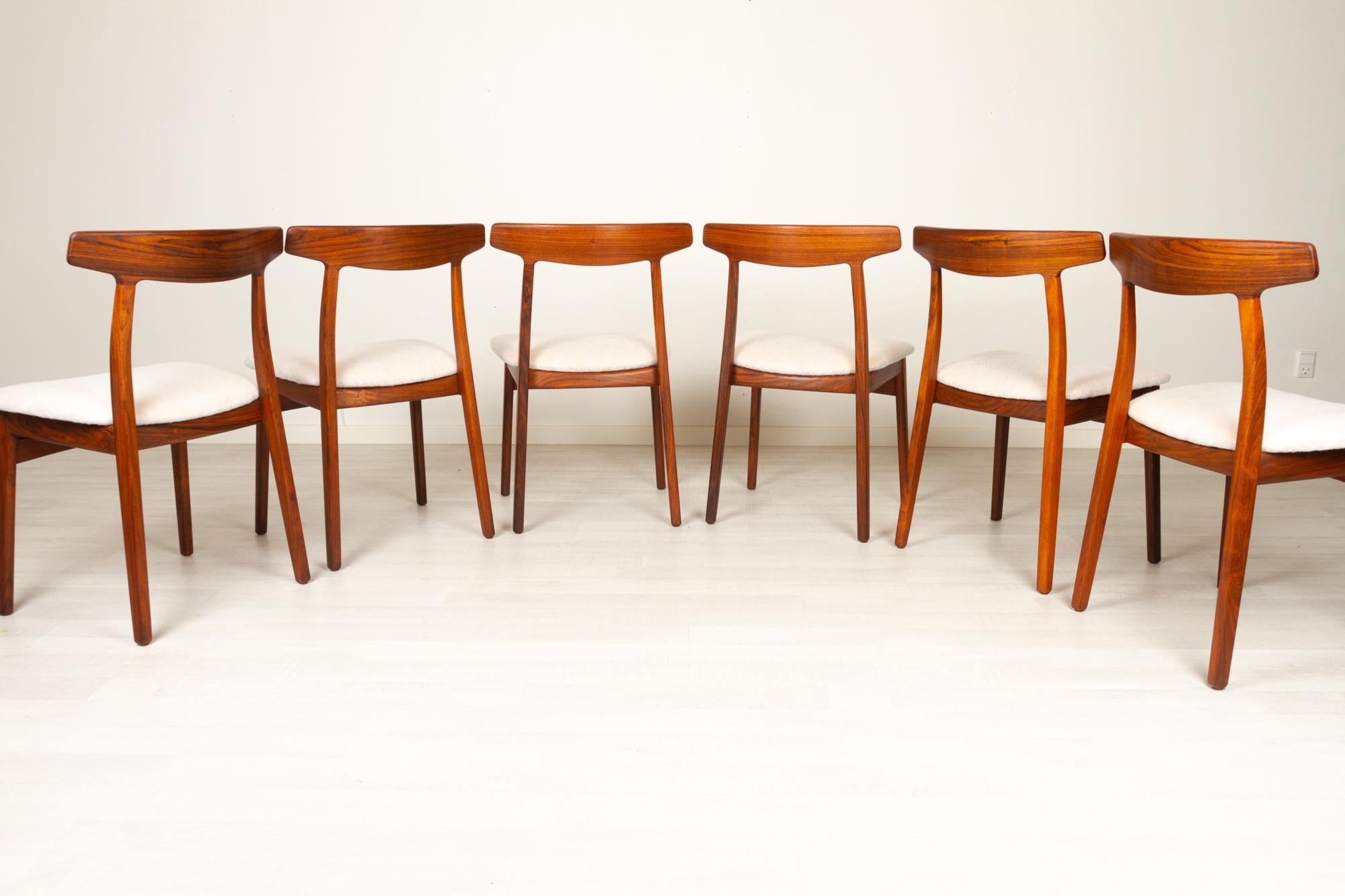 Rosewood Dining Chairs by Henning Kjærnulf for Bruno Hansen, 1960s, Set of 6 1