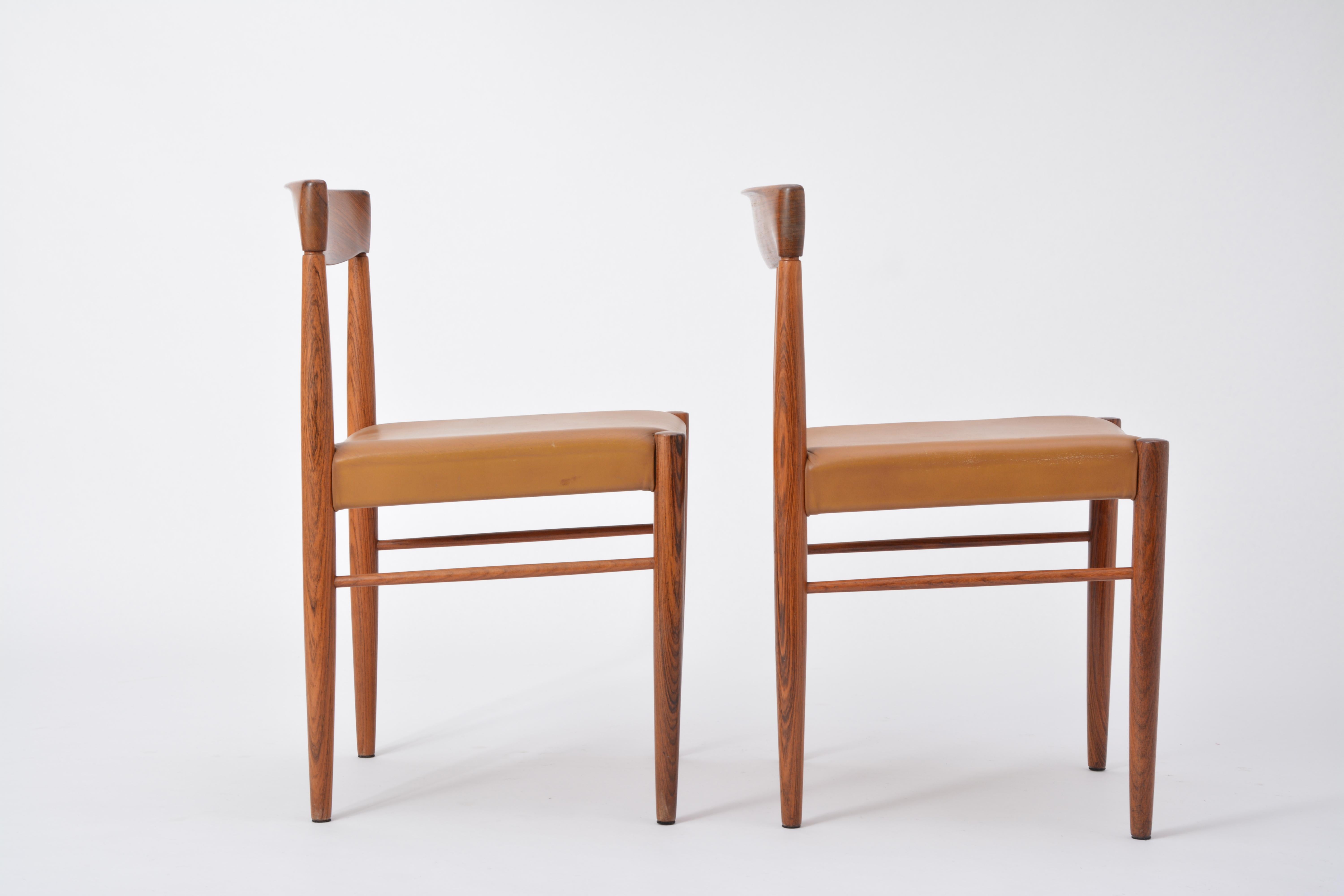 Palisanderholz-Esszimmerstühle von H.W. Klein für Bramin:: Viererset (Leder)