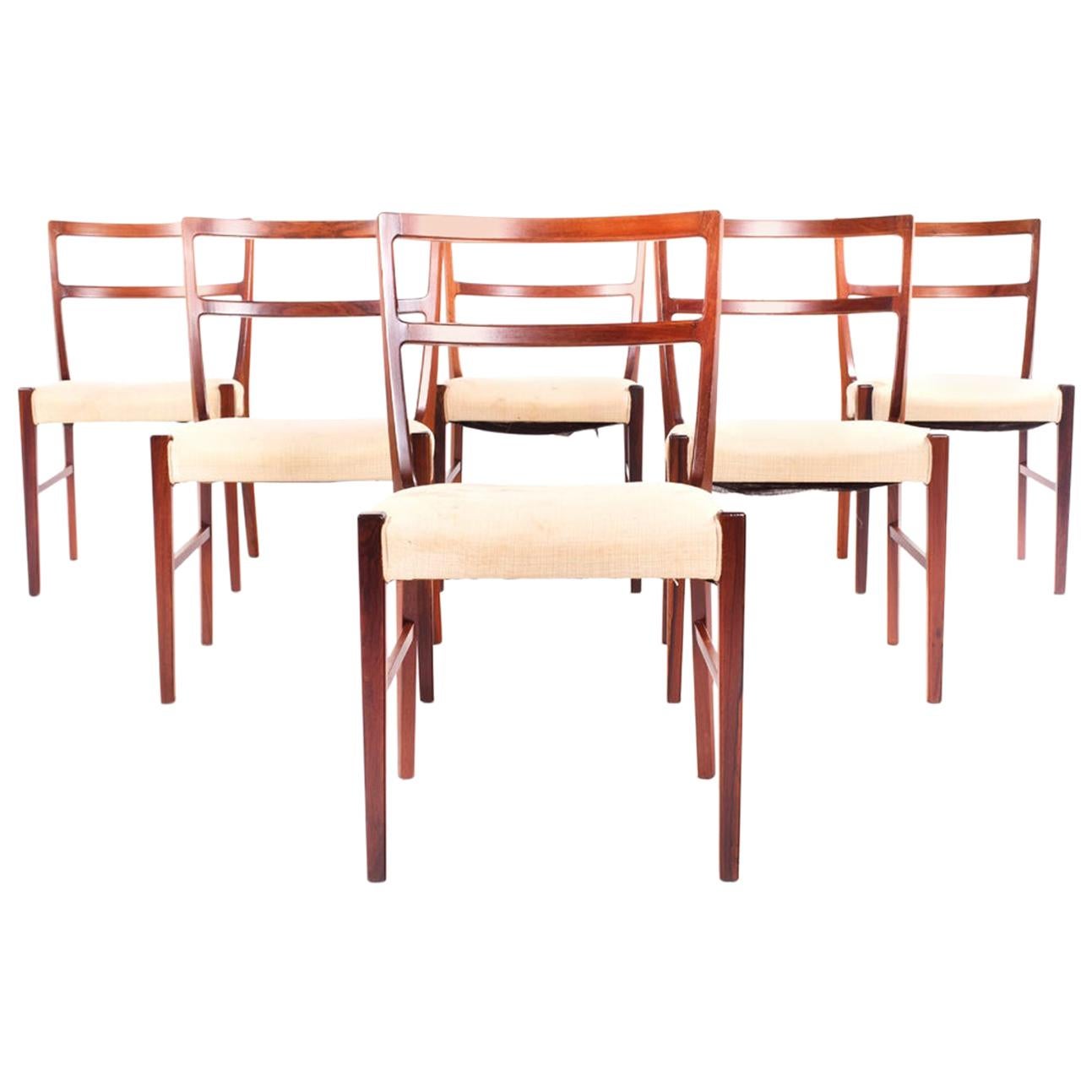 Chaises de salle à manger en bois de rose de Johannes Andersen pour Bernhard Pedersen & Sons