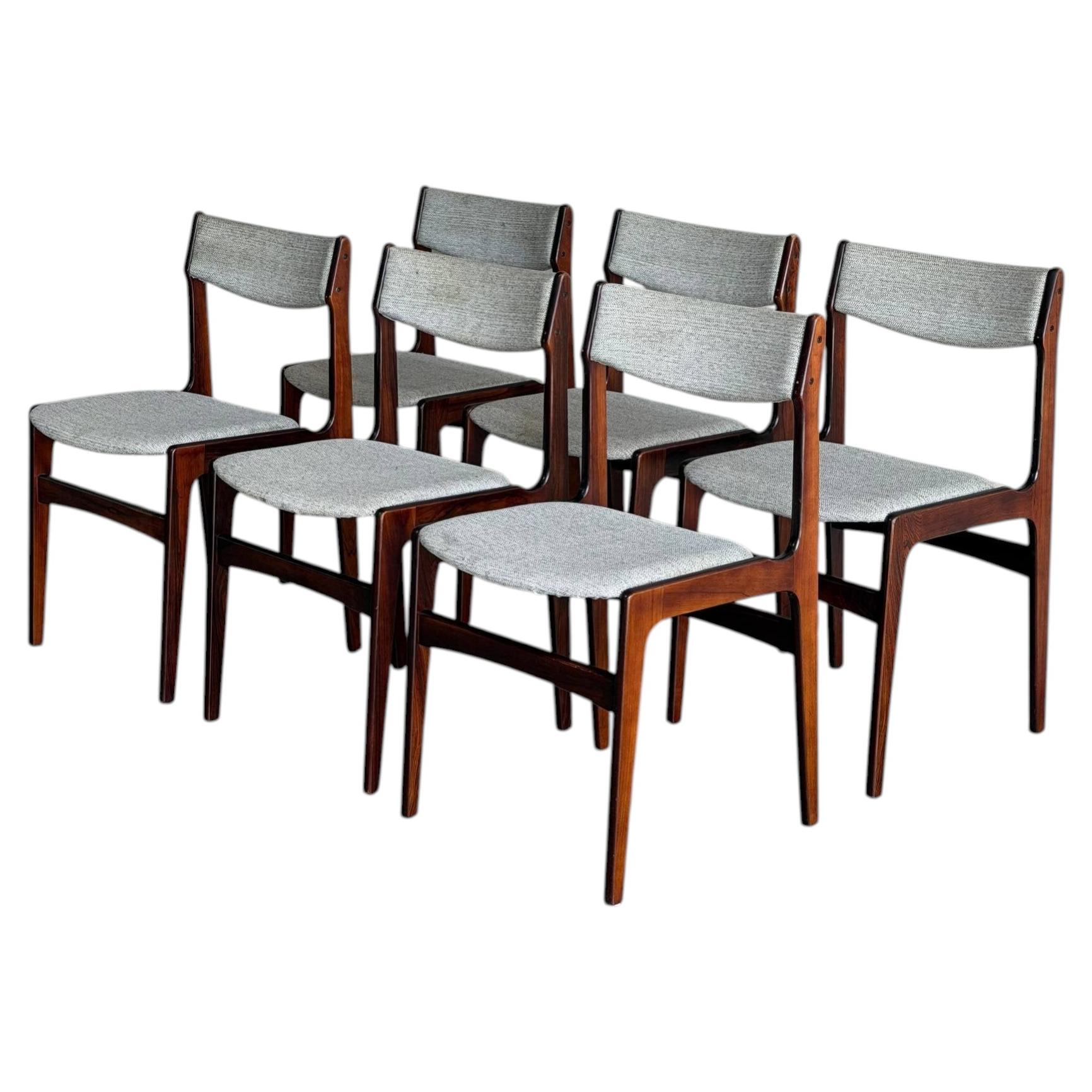 Rosewood Dining Chairs Erik Buch MCM Sculptural Seating Set of 6 Denmark 1960s