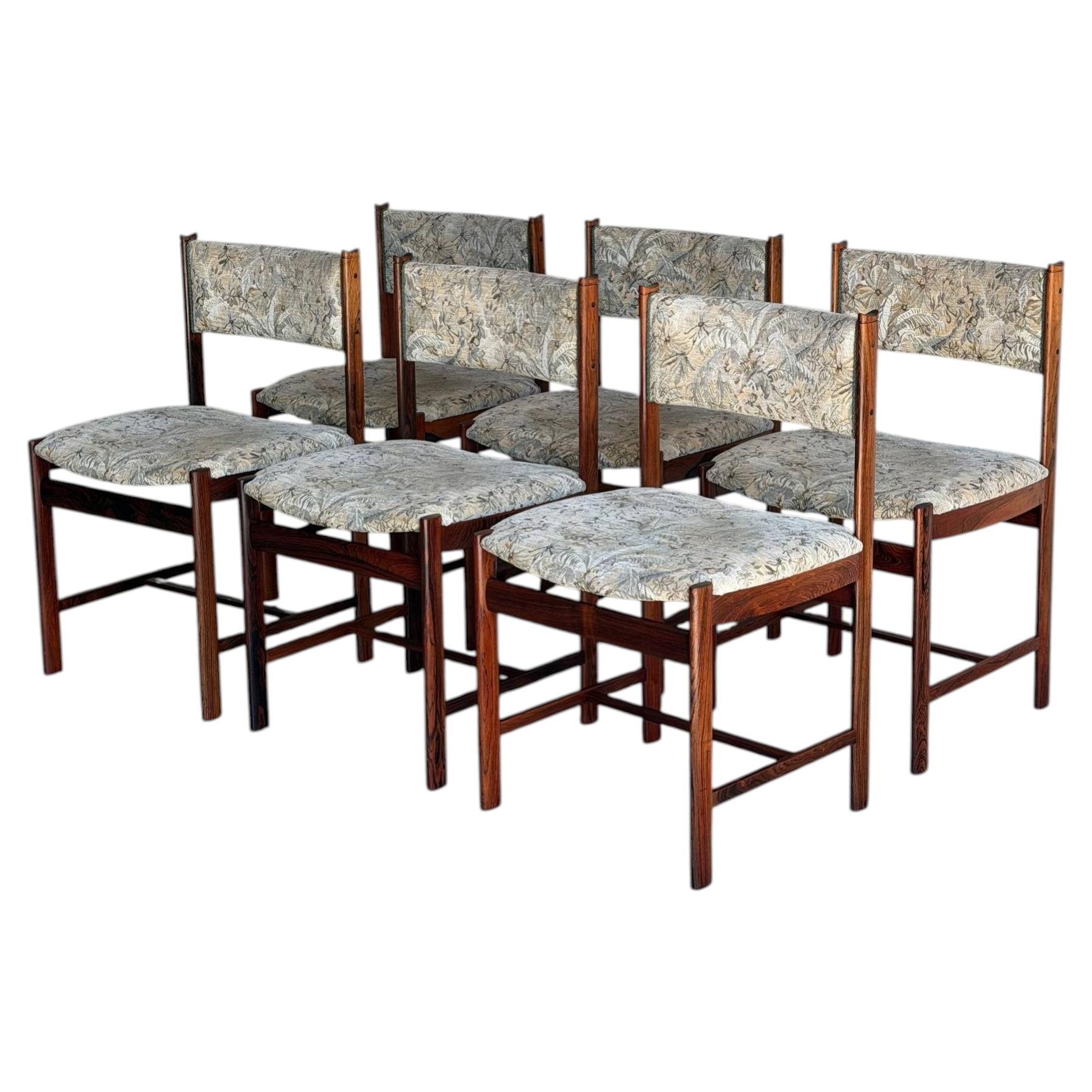 Rosewood Dining Chairs Set of 6 Upholstered Seat Denmark 1960s