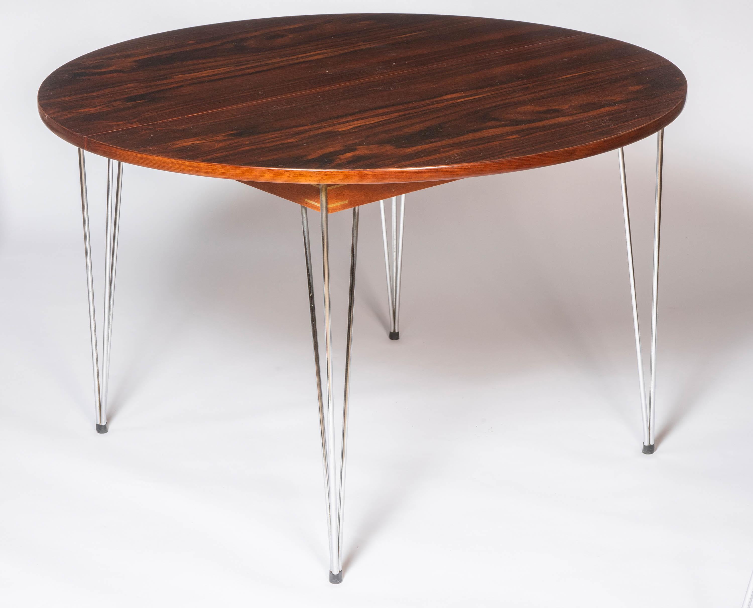 Mid-20th Century Rosewood Dining Table and 6 Dining Chairs by Hans Brattrud, Norway, circa 1957