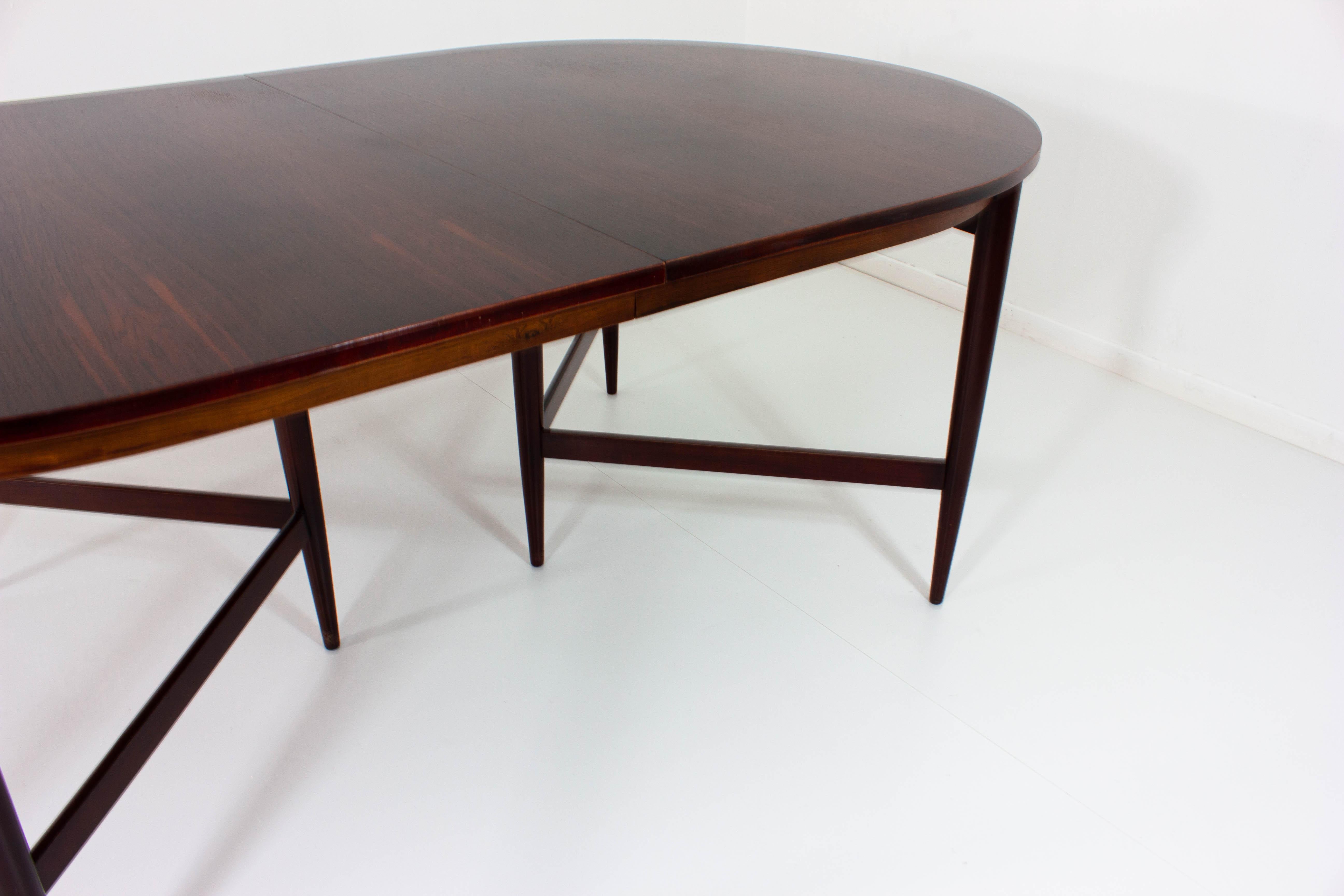 Mid-20th Century Rosewood Dining Table by Oswald Vermaercke, 1960s Belgium