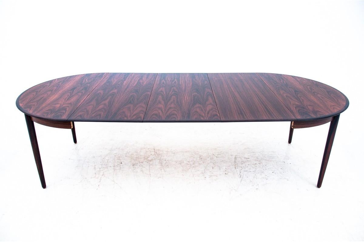 Table de salle à manger en bois de rose, Danemark, années 1960, extensible 2