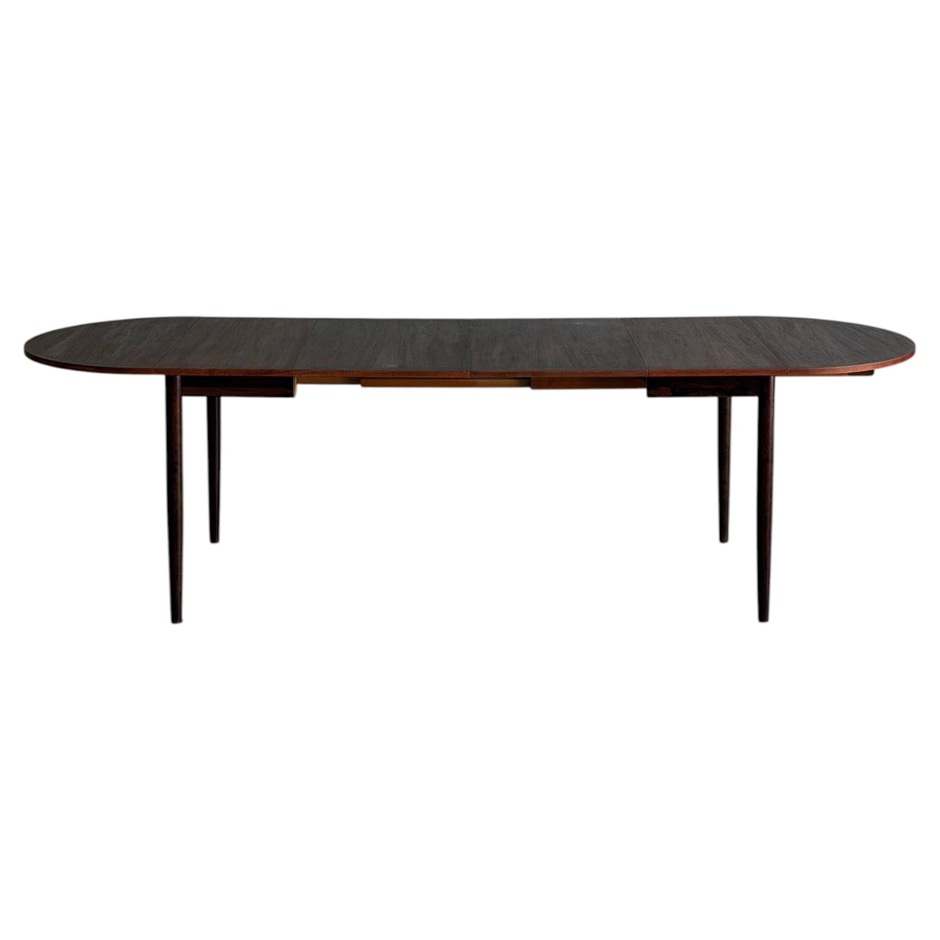Rosewood Dining Table Extendable Draw Round Leaf Denmark Mid-Century Modern 1960