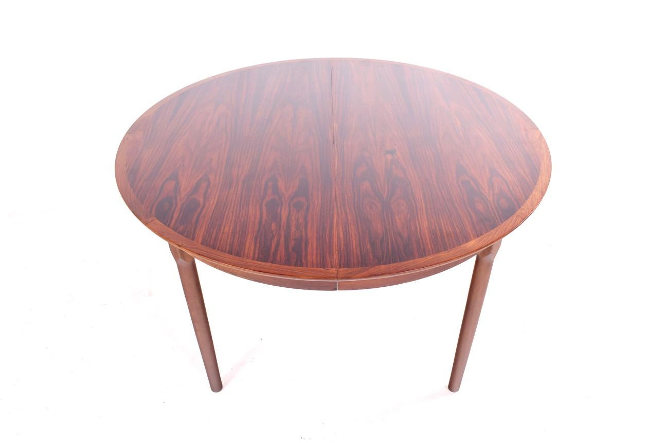 Danish Rosewood Dining Table, Round to Oval with 2 Leaves