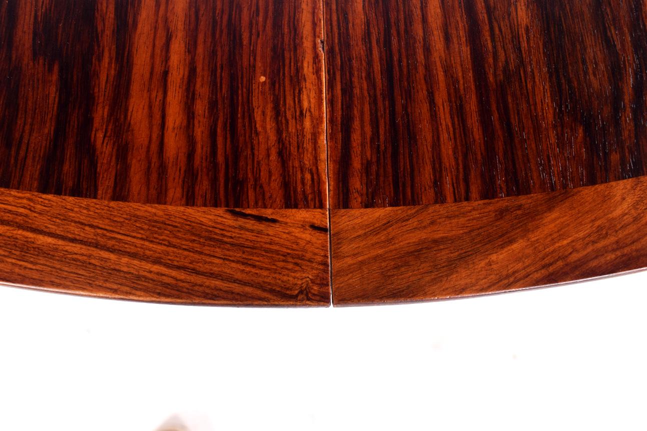 Mid-20th Century Rosewood Dining Table, Round to Oval with 2 Leaves