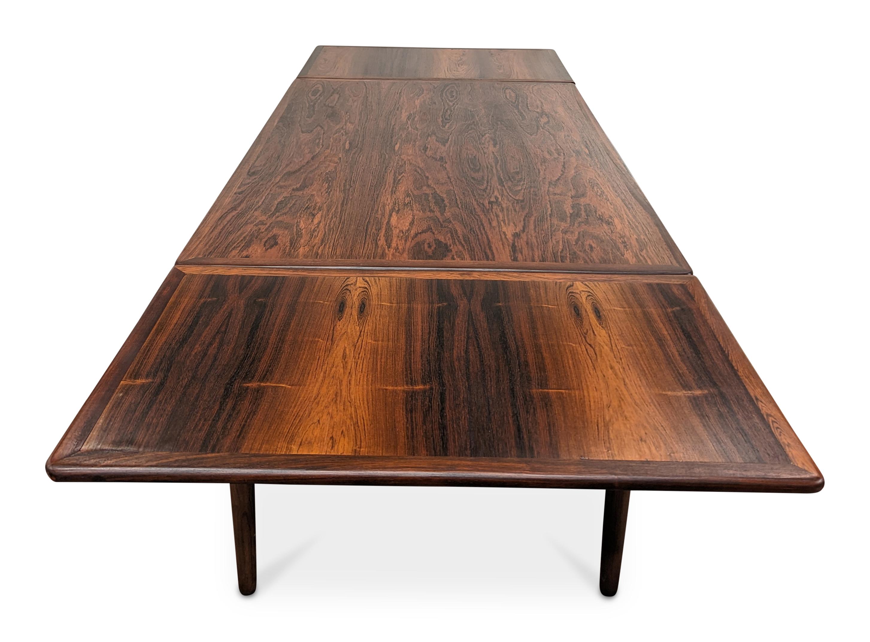 Scandinavian Modern Rosewood Dining Table w 2 Hidden Leaves - 022455 Vintage Danish Mid Century 