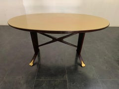 Rosewood Dining Table with Oval Top & Gilded Brass Tips, 1950s