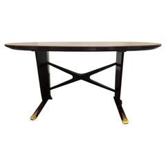 Rosewood Dining Table with Oval Top & Gilded Brass Tips, 1950s