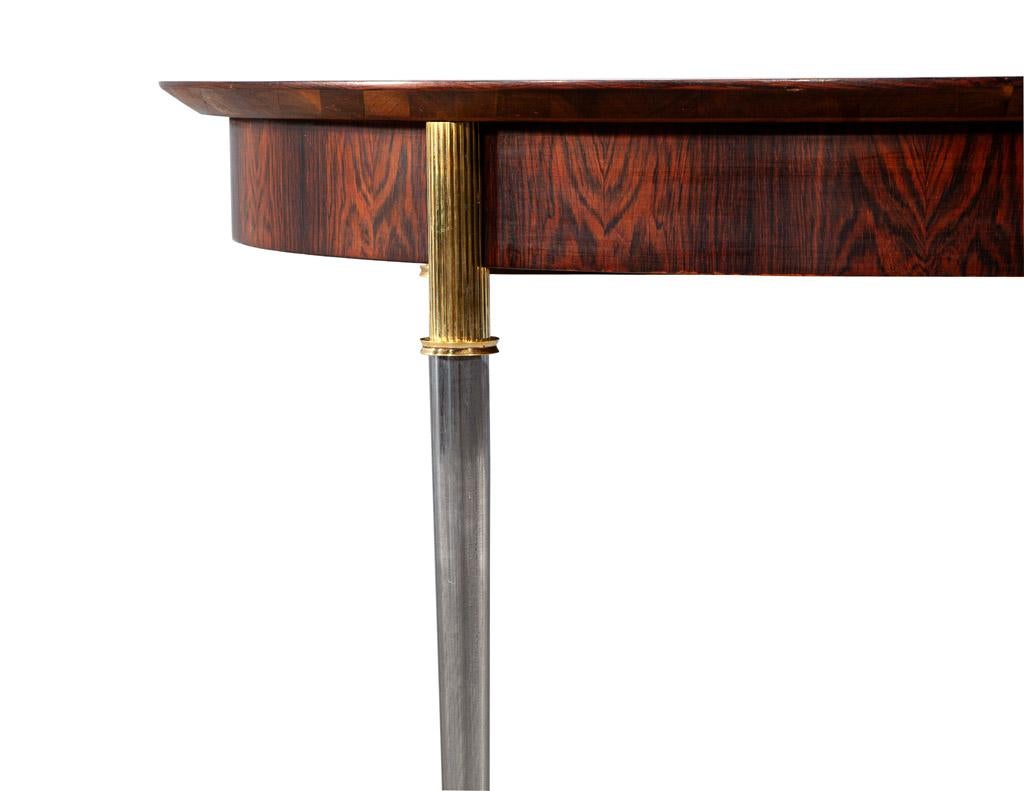Rosewood Dining Table with Stainless Steel and Bronze Legs by Jules Leleu For Sale 4