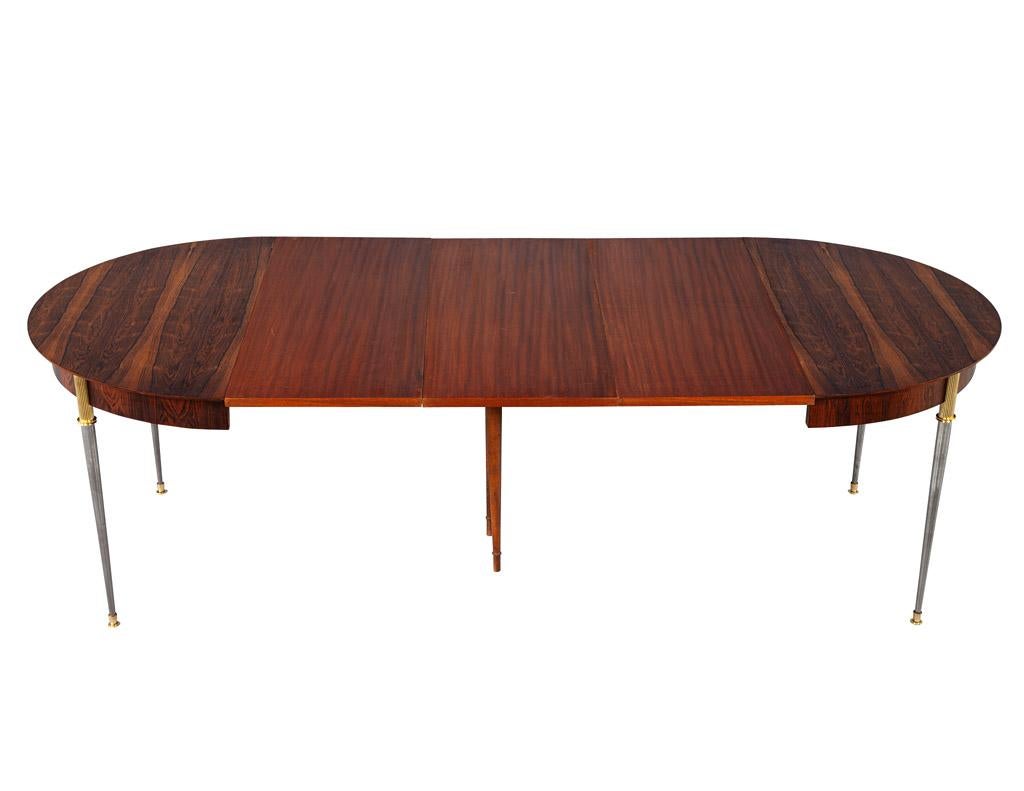 Rosewood Dining Table with Stainless Steel and Bronze Legs by Jules Leleu For Sale 6