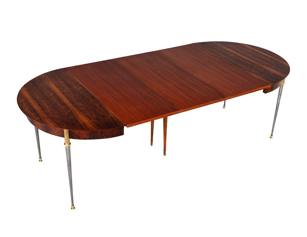 Rosewood Dining Table with Stainless Steel and Bronze Legs by Jules Leleu For Sale 7