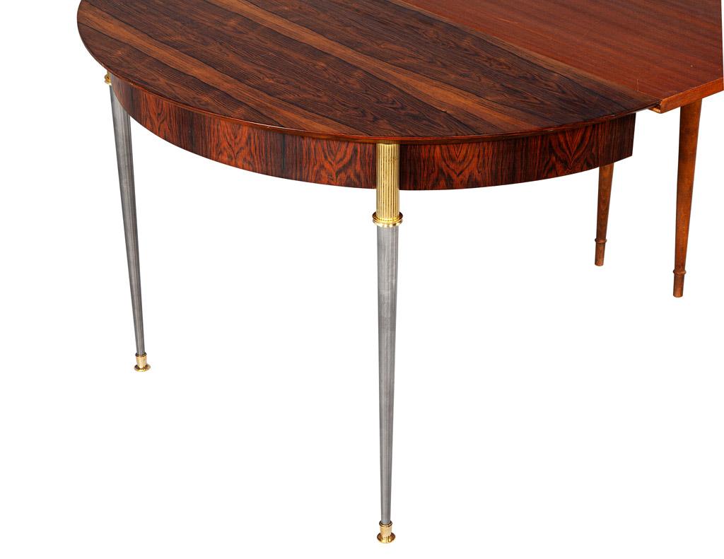 Rosewood Dining Table with Stainless Steel and Bronze Legs by Jules Leleu For Sale 8